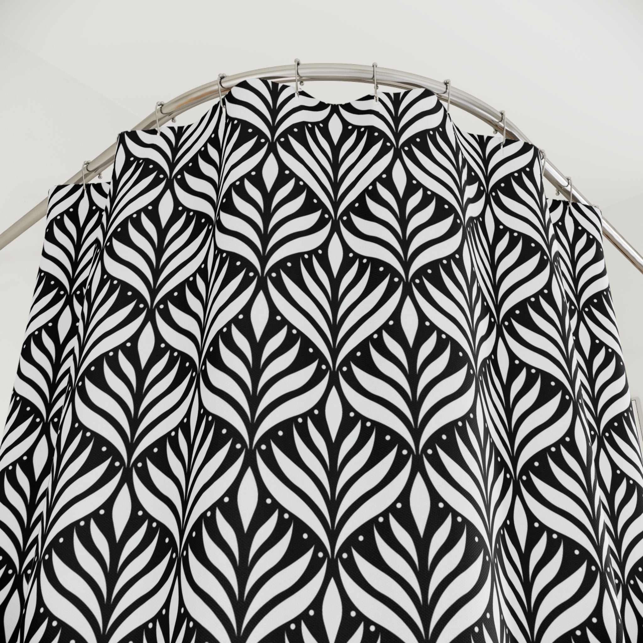 Art Deco Shower Curtain | Black White Art Nouveau Floral