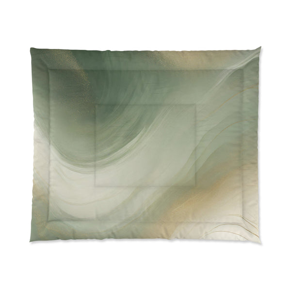 Abstract Bedding Comforter | Sage Green, Beige Ombre