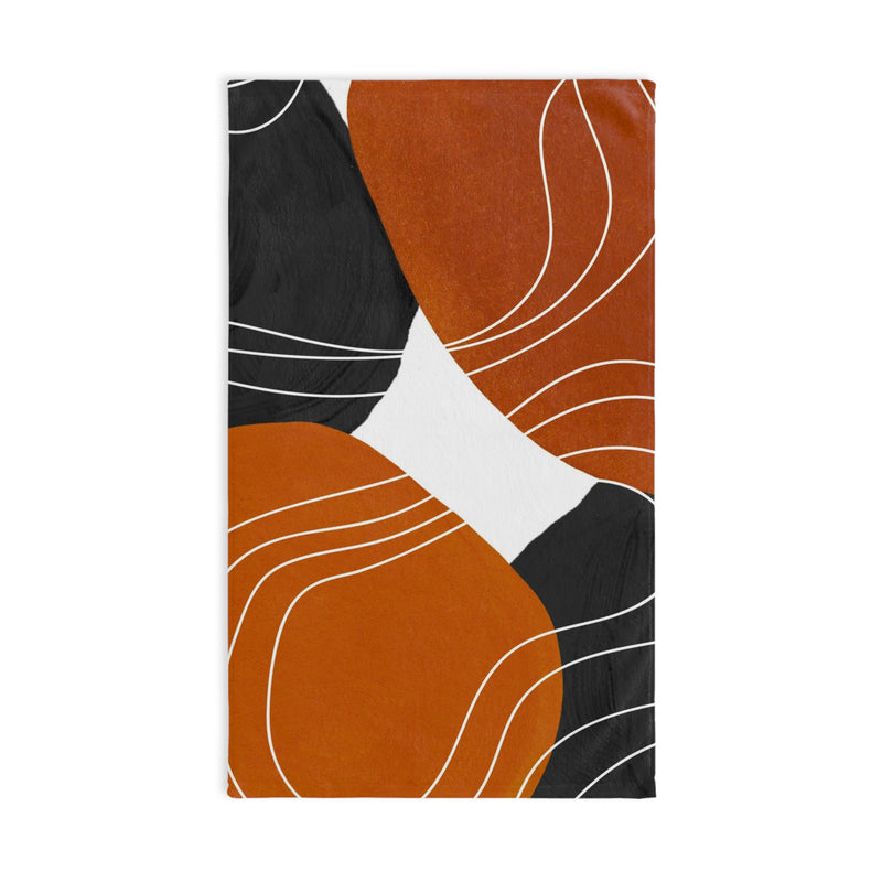 Abstract Kitchen, Bath Hand Towel | Burnt Orange, Black White
