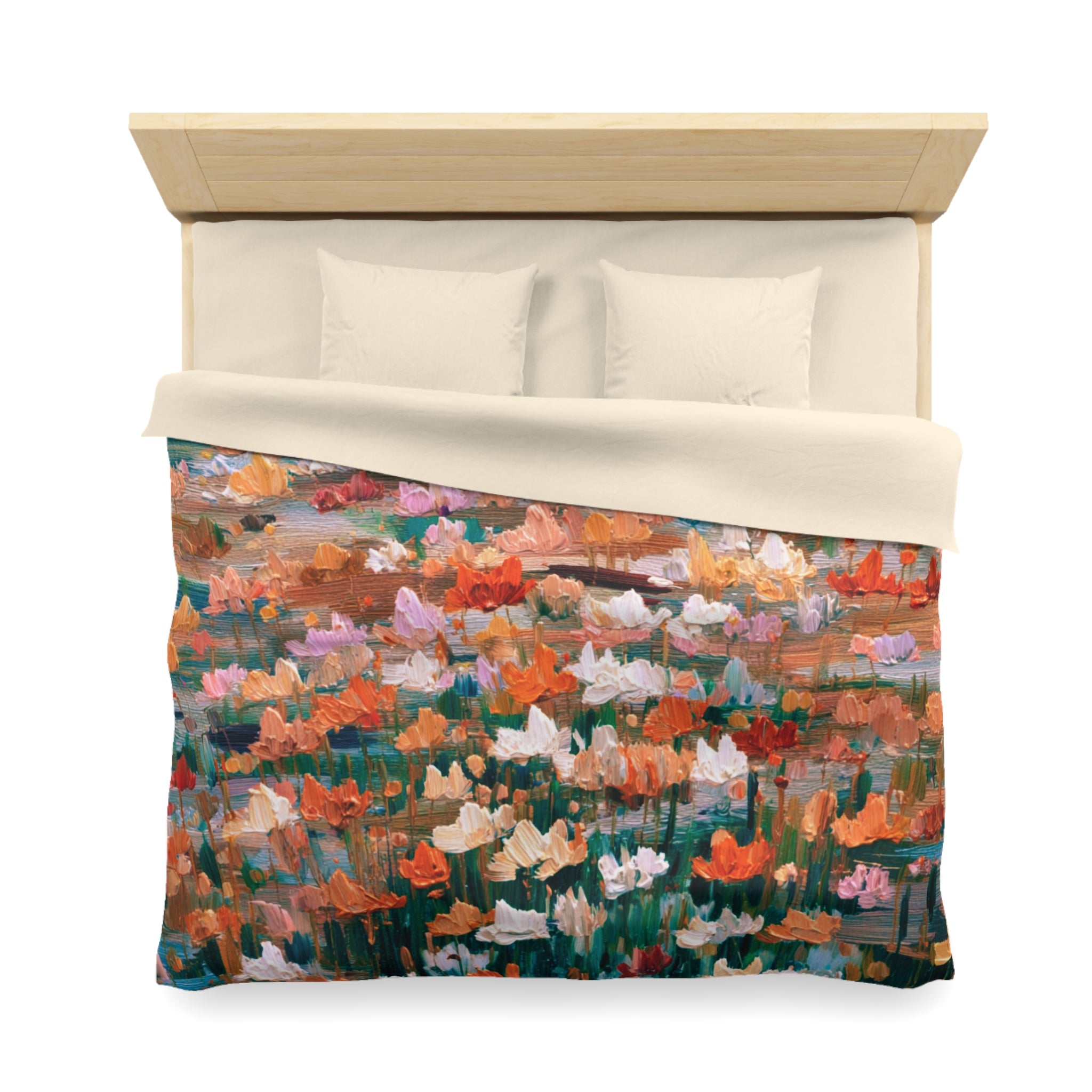 Floral Duvet, Pillow Cover | Orange Green Bedroom Decor
