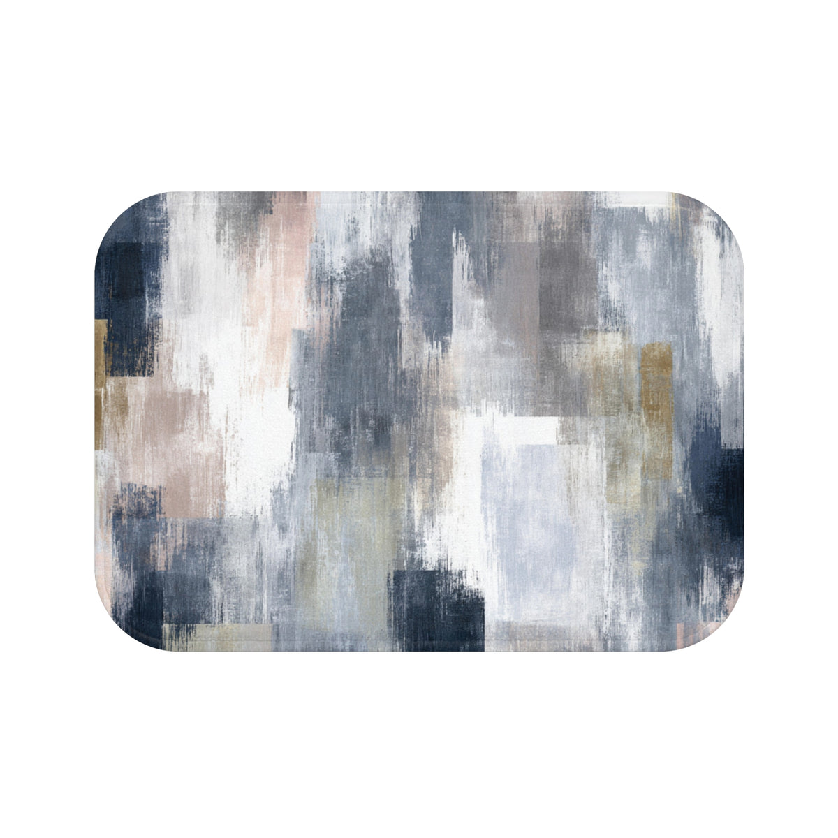 Navy Slate Blush Abstract Bath Mat, Modern Bathroom Rug