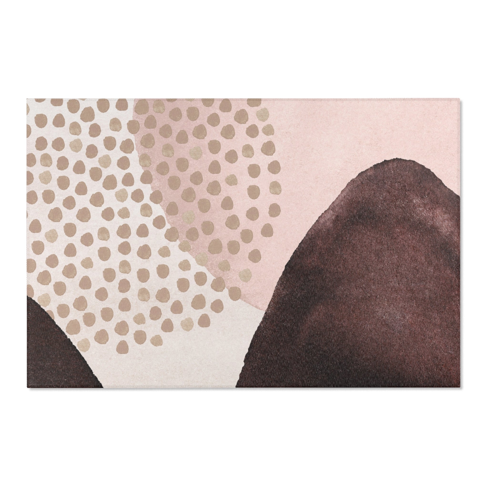 Abstract Area Rug | Watercolor Blush Pink Beige, Fade Brown