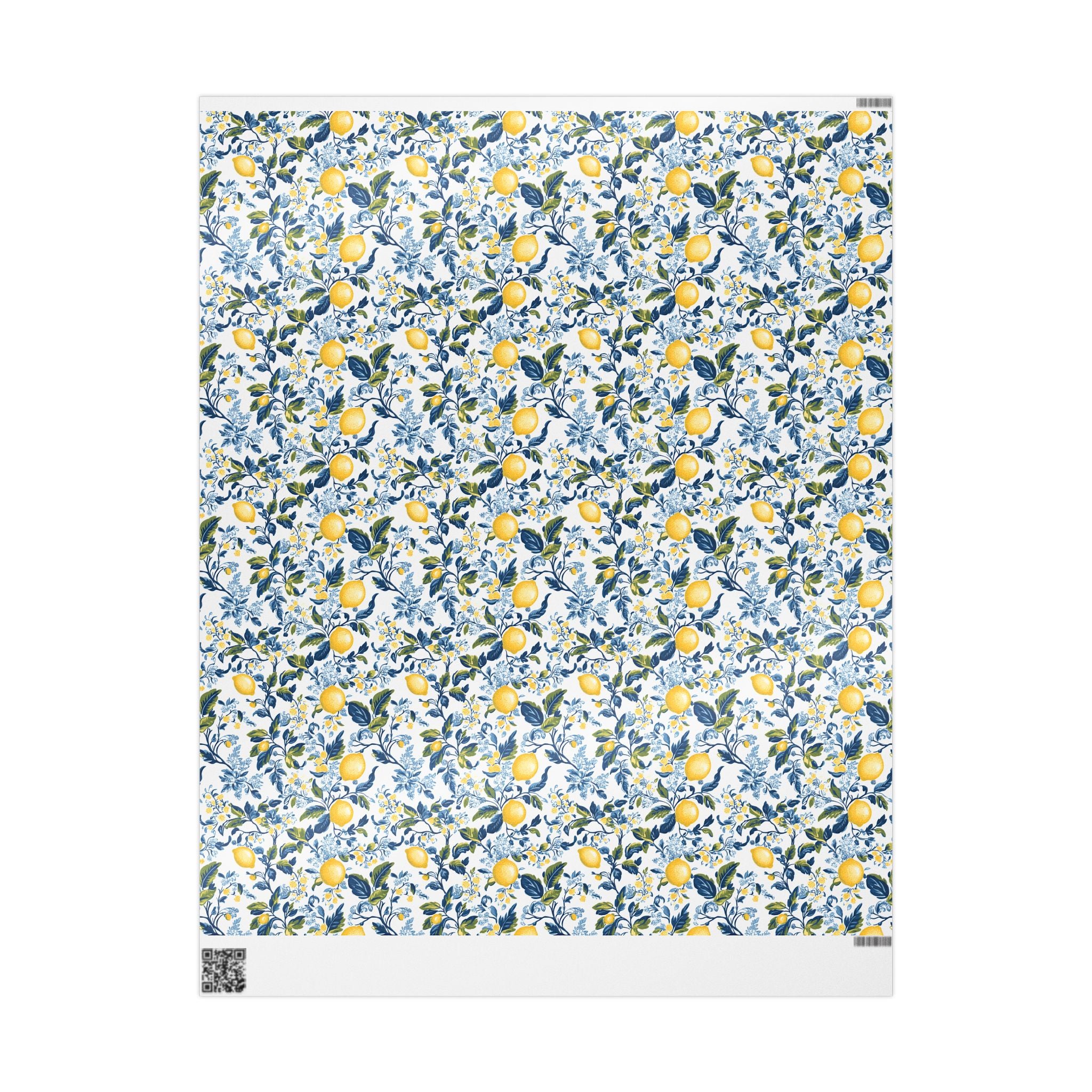 Lemon Wrapping Paper | Mediterranean Floral Gift Wrap for the Holidays, Birthdays