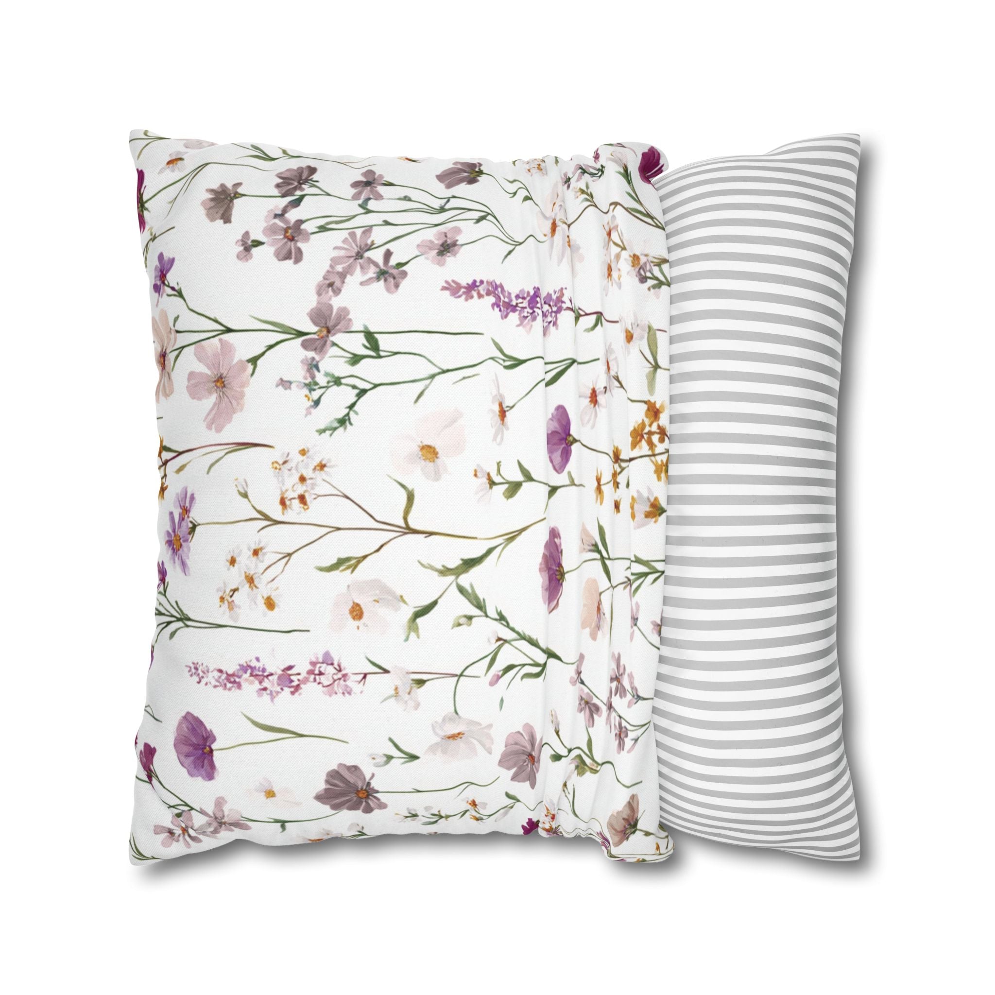 Floral Pillow Cover | Mauve Wildflowers Watercolor Pillowcase