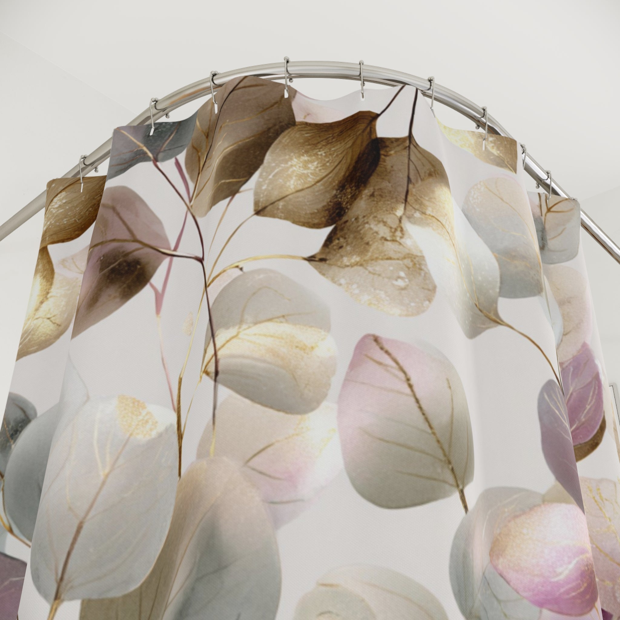 Boho Shower Curtain | Eucalyptus Floral Leaves Bathroom Decor