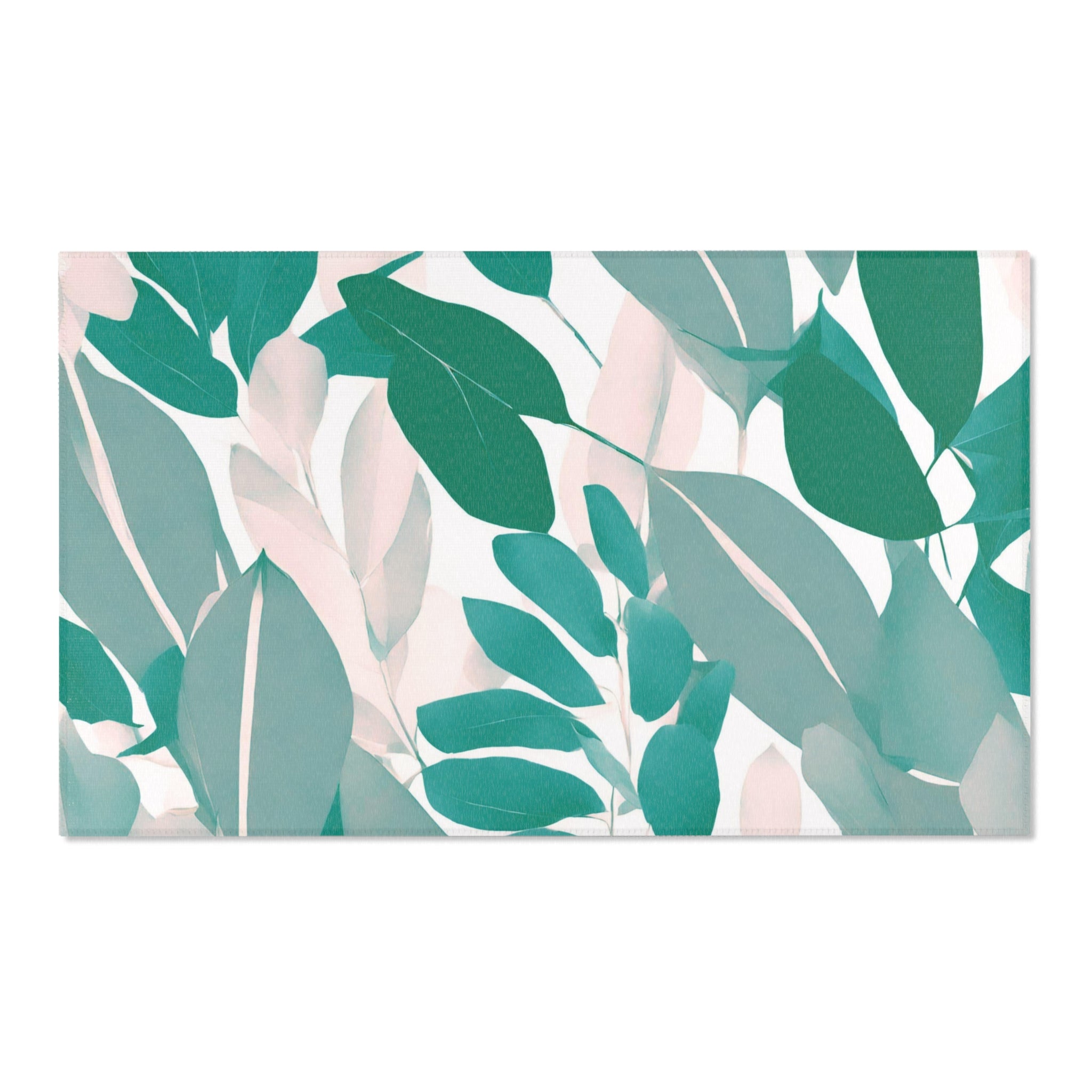 Area Rug | Modern Rug, Floral Sage Teal Green, Blush Pink