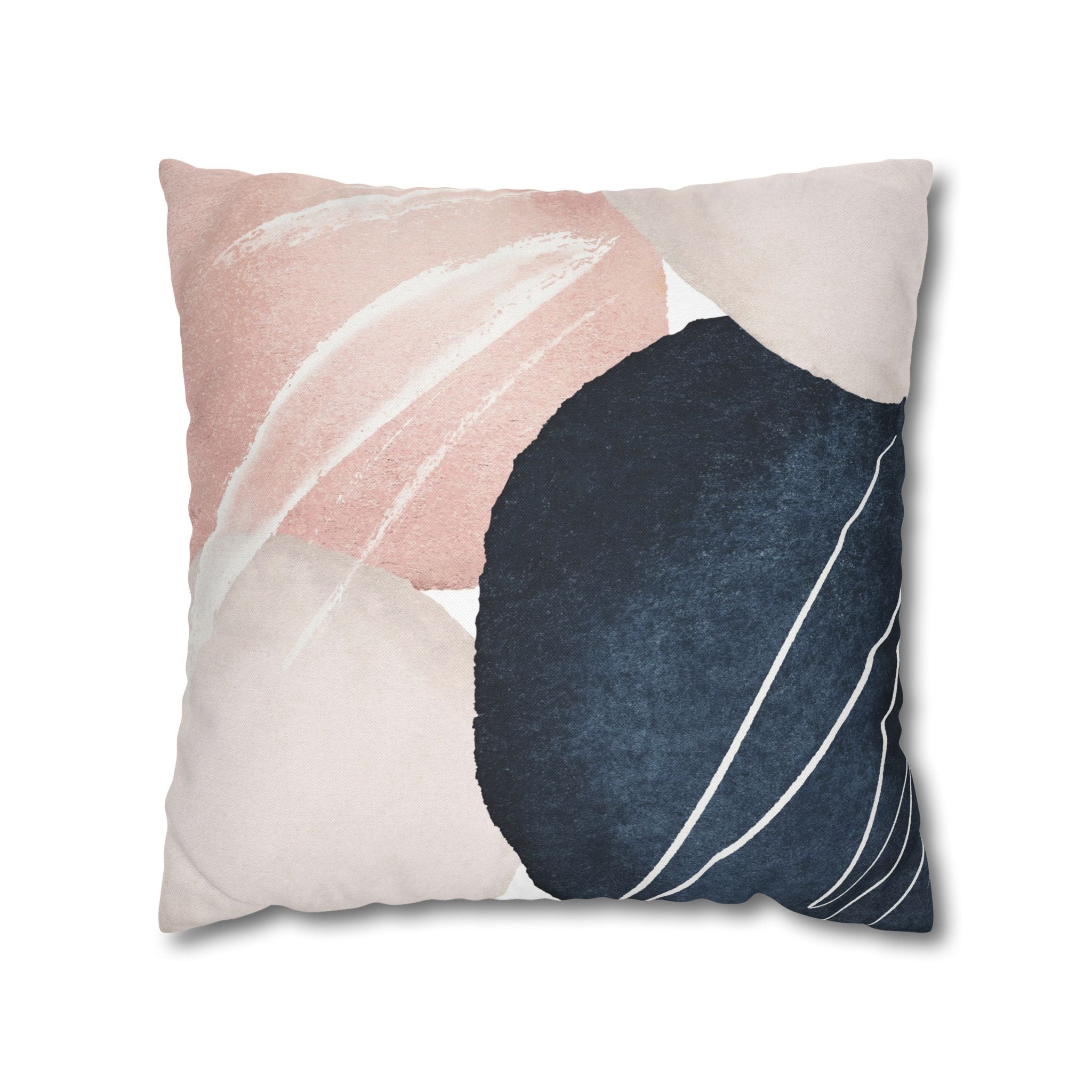 Abstract Pillow Cover | Blush Pink Navy Blue Watercolor Pillowcase