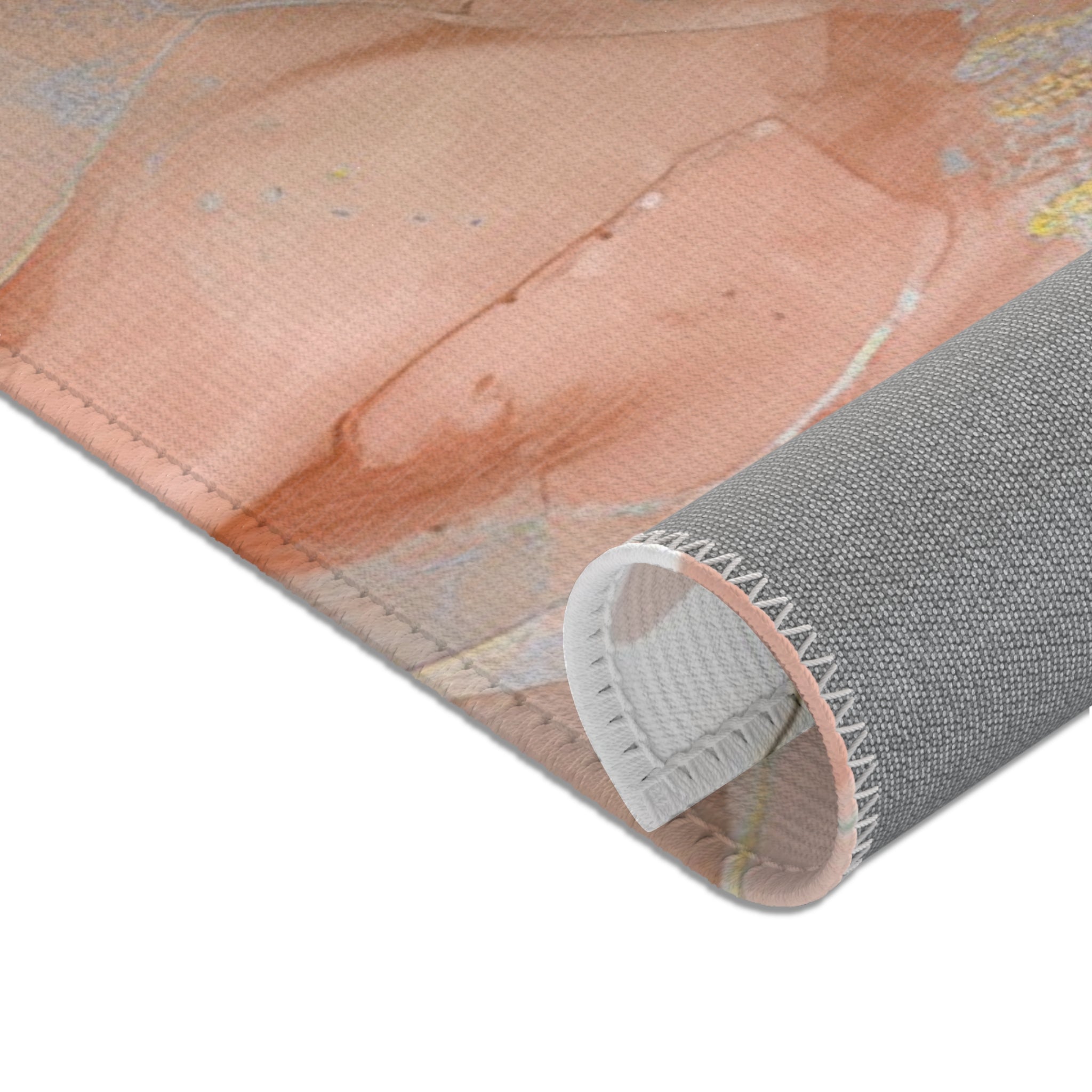 Abstract Floral Area Rug | Peach Brown Beige Watercolor