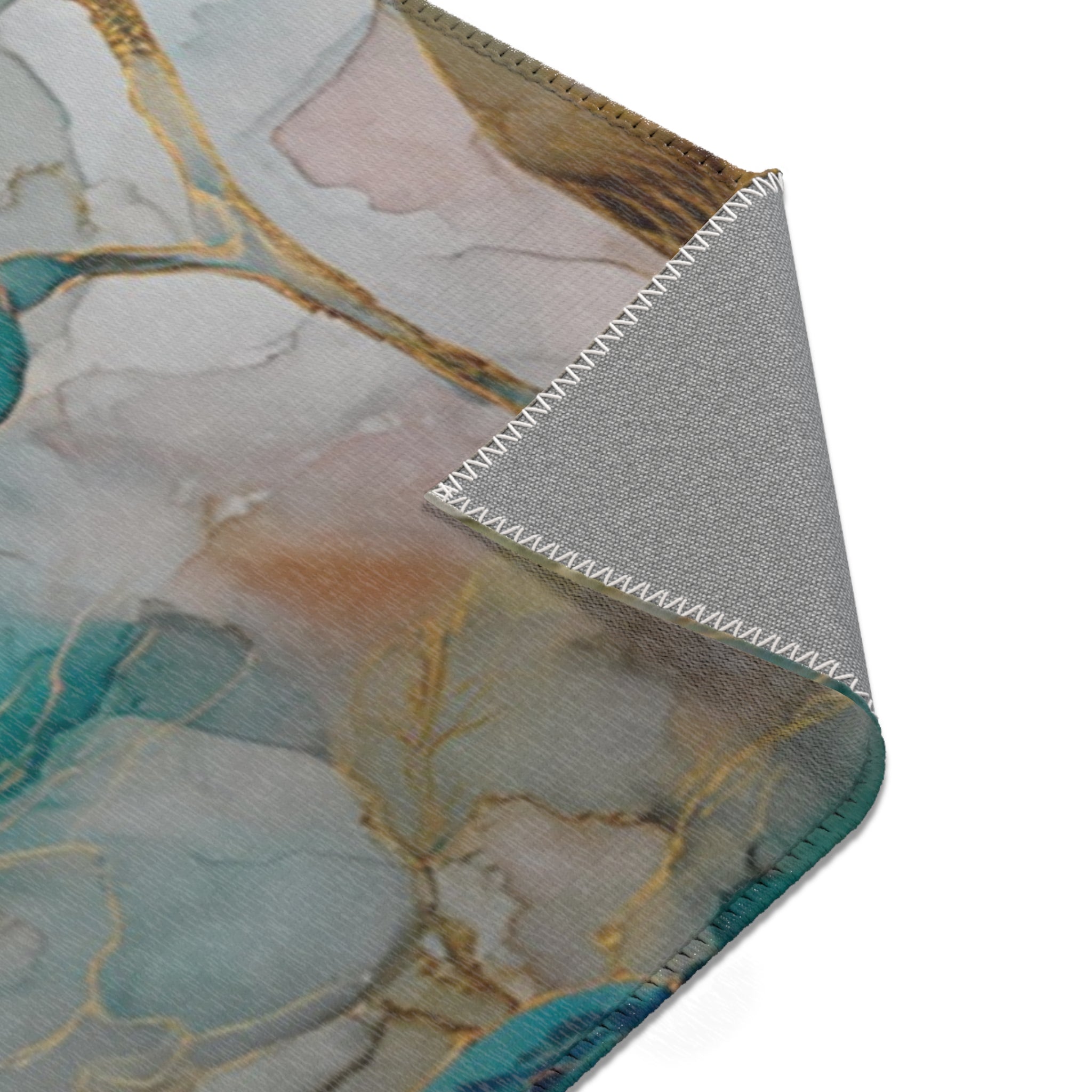 Abstract Area Rug | Floral Teal Blush Beige Watercolor Artsy Rug