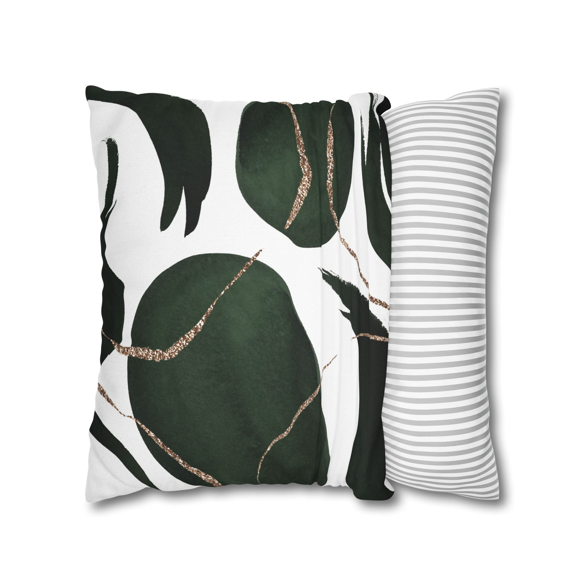 Boho Throw Pillow Cover; Dark Green, Black Couch Cushion