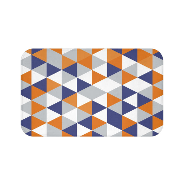 Abstract Bath, Kitchen Mat, Rug | Orange Blue Gray White Geometric