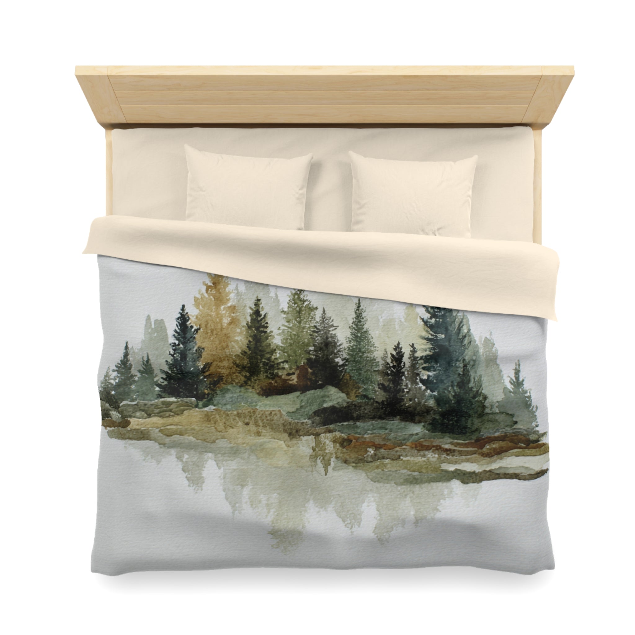 Nature Duvet, Pillow Cover | White Green Bedroom Decor