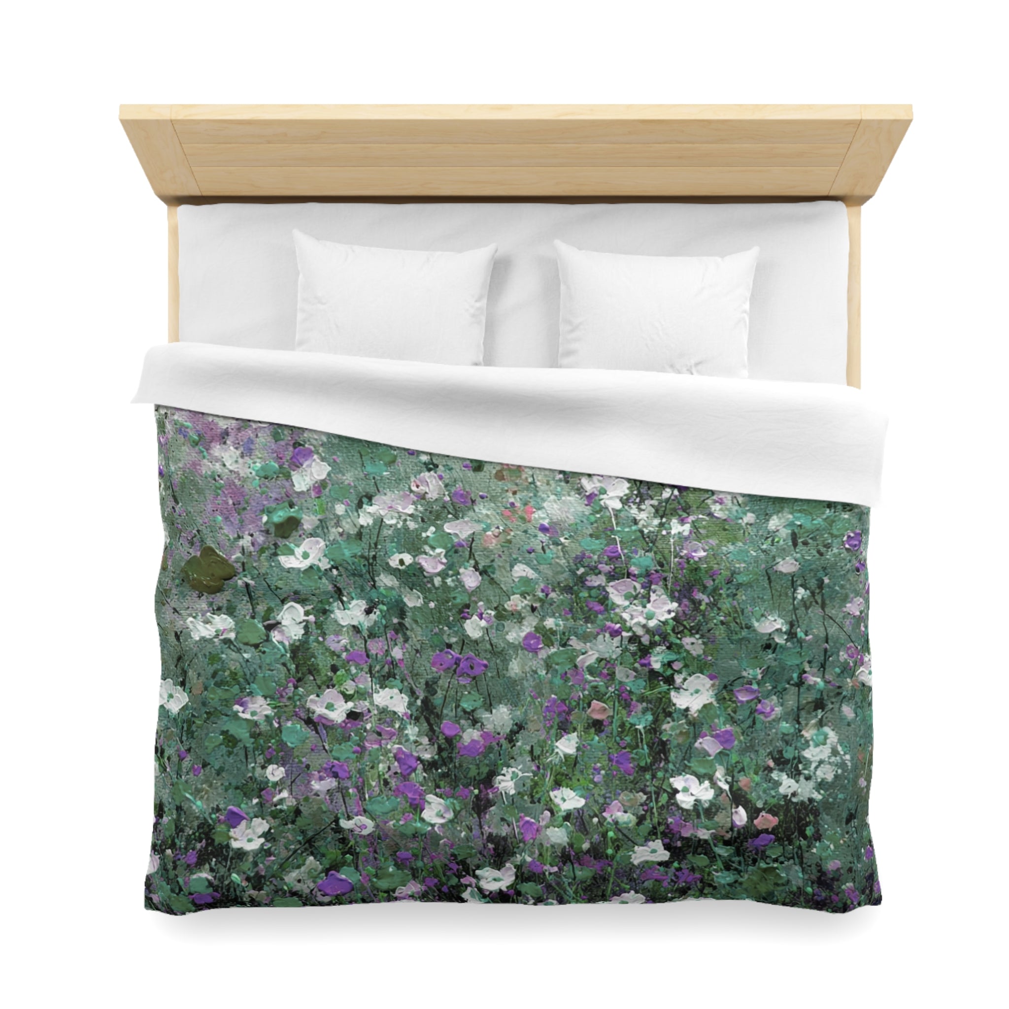 Floral Duvet, Pillow Cover | Green Purple Bedroom Decor
