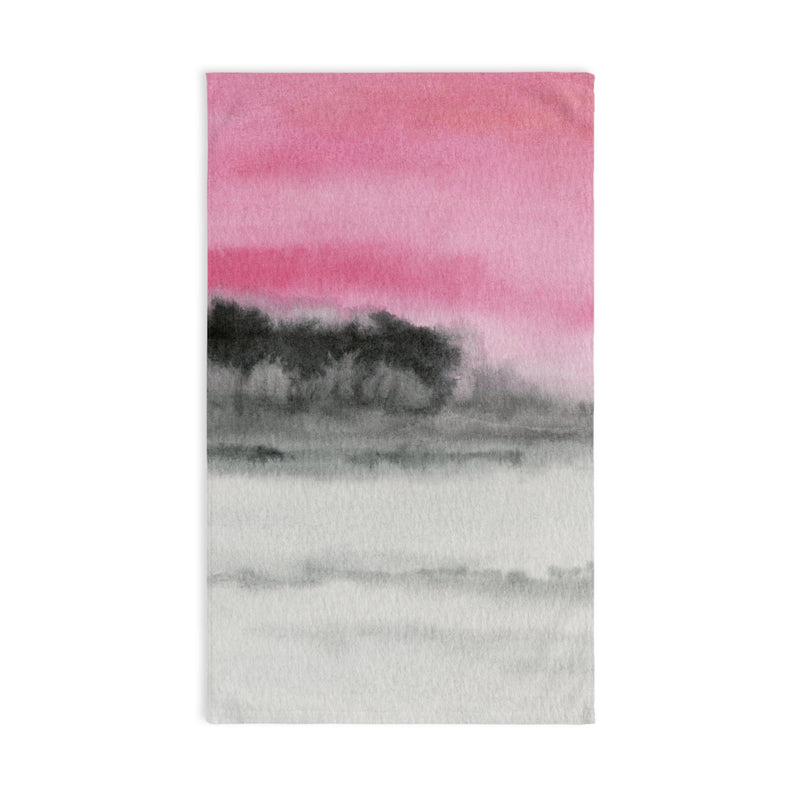 Abstract Kitchen, Bath Hand Towel | Pink, Gray Black Ombre, Landscape