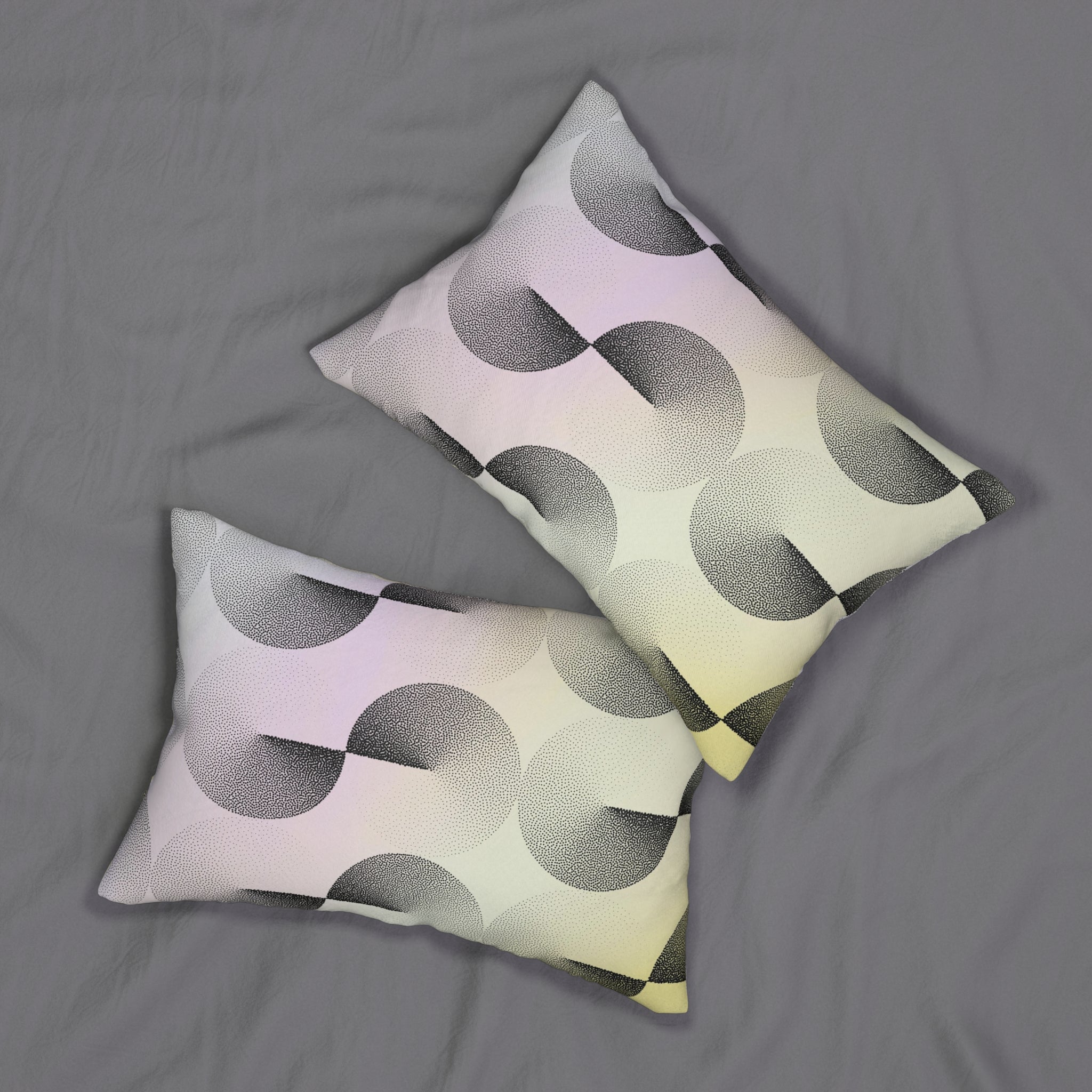 Abstract Lumbar Pillow | Pastel Yellow Lavender, Black Gray