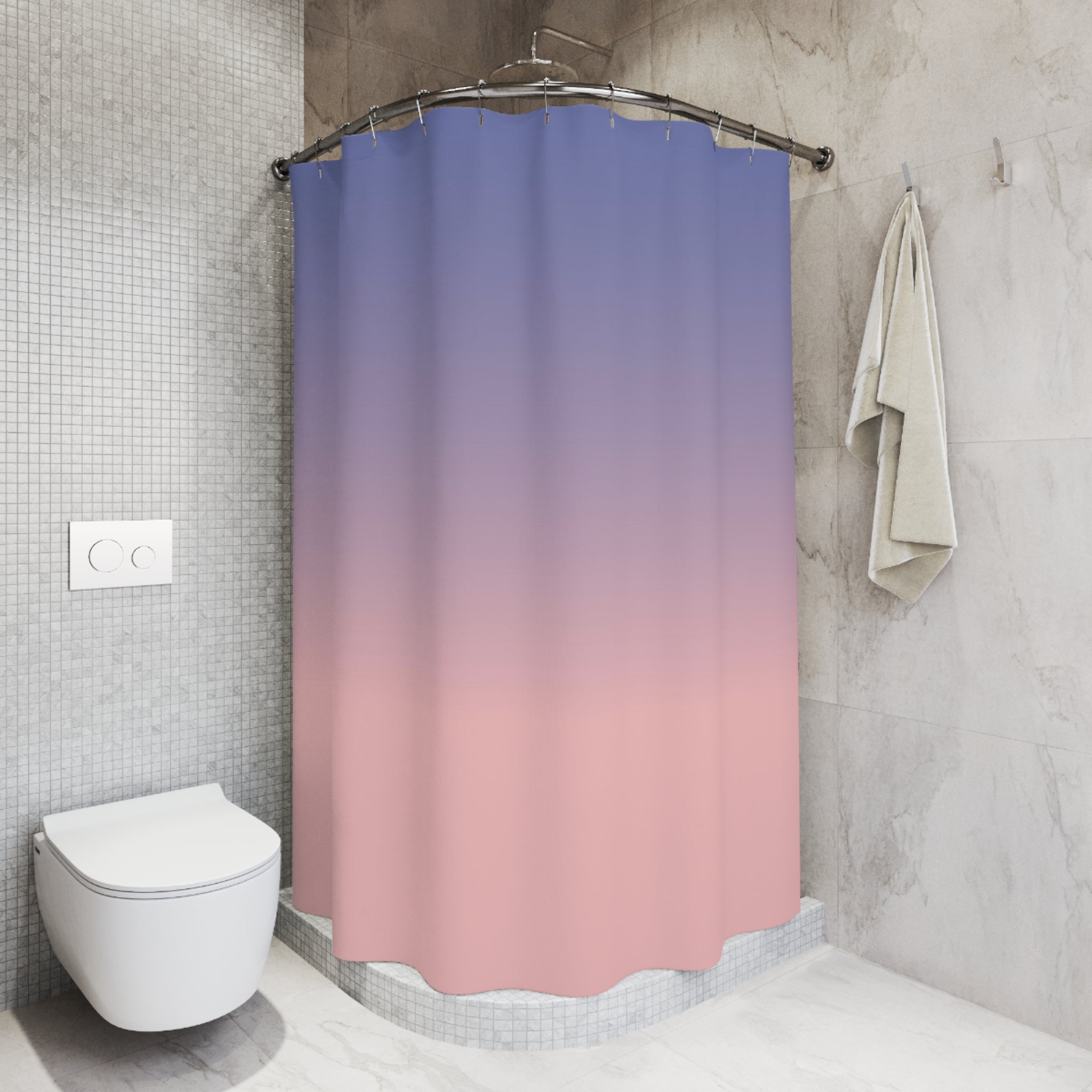 Abstract Watercolor Shower Curtain | Blue Pink Ombre Bathroom Decor