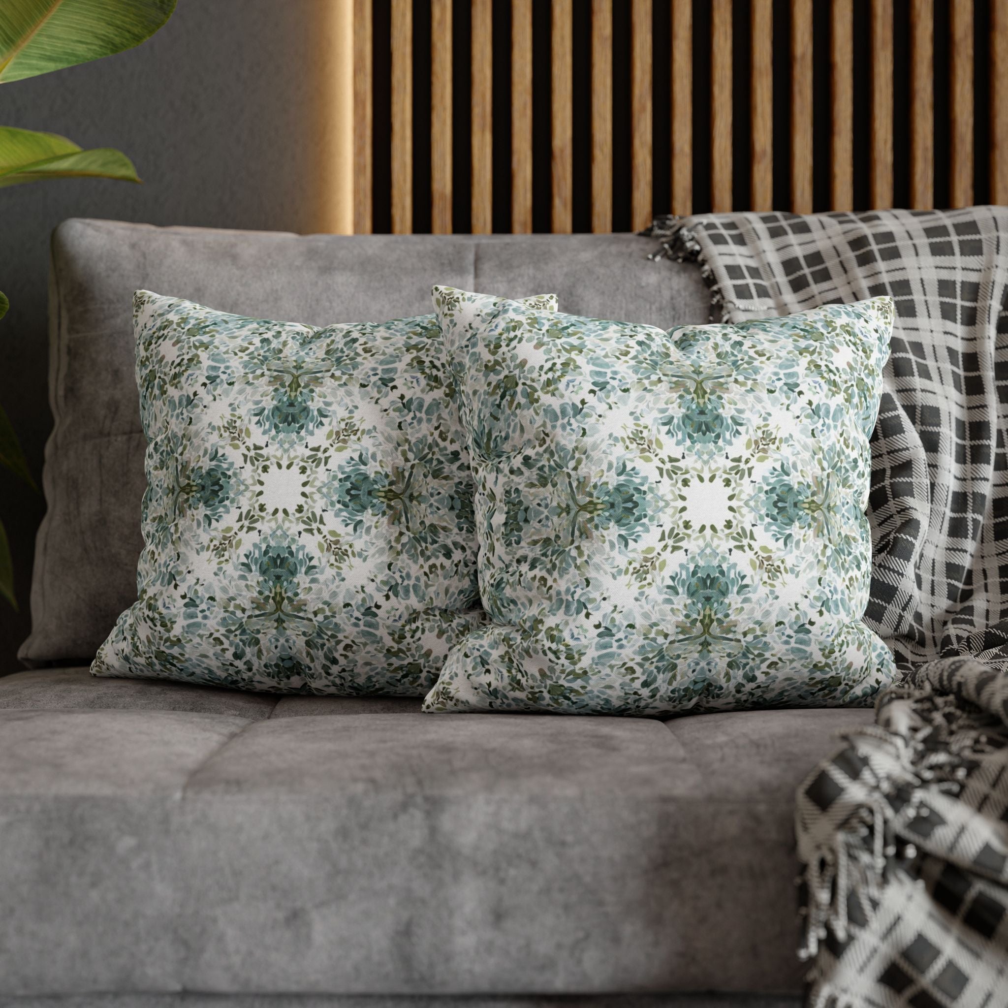 Kleidoscope Art Throw Pillow Cover | Blue Taupe Abstract Watercolor
