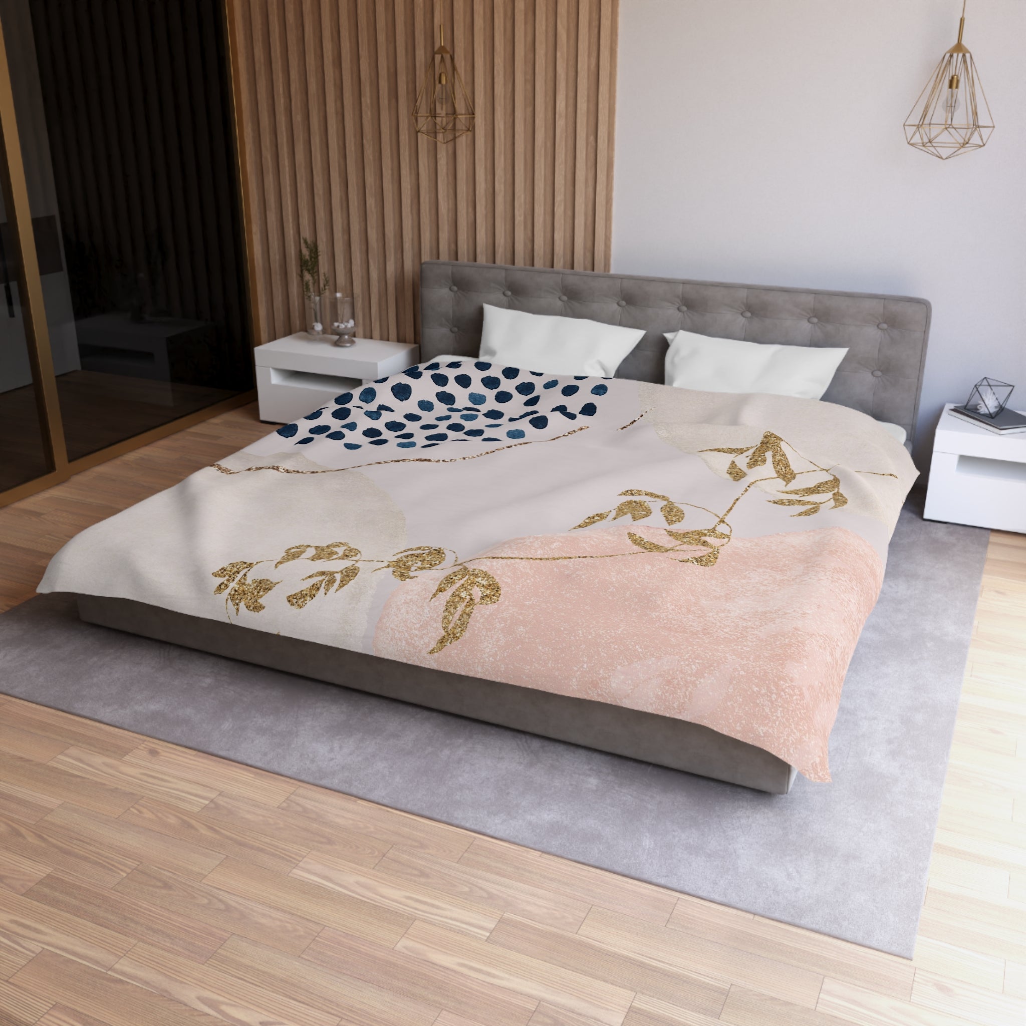 Abstract Duvet, Pillow Cover | Blush Pink Beige Blue Bedroom Decor