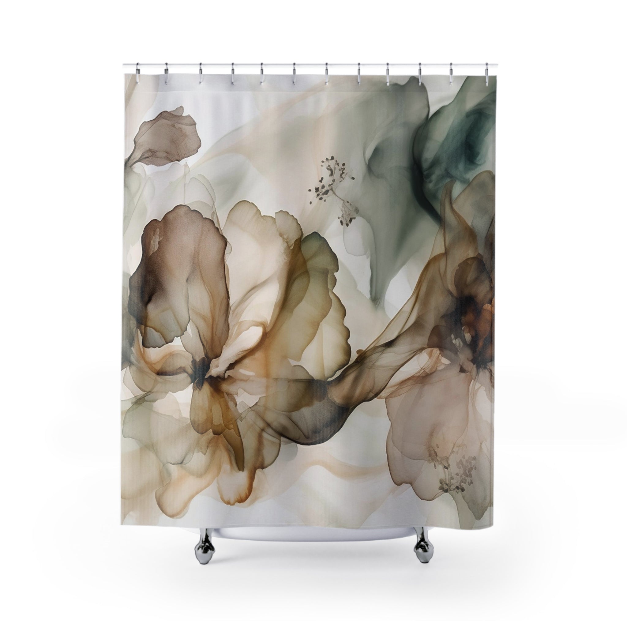 Abstract Shower Curtain | Neutral Liquid Alcohol Ink