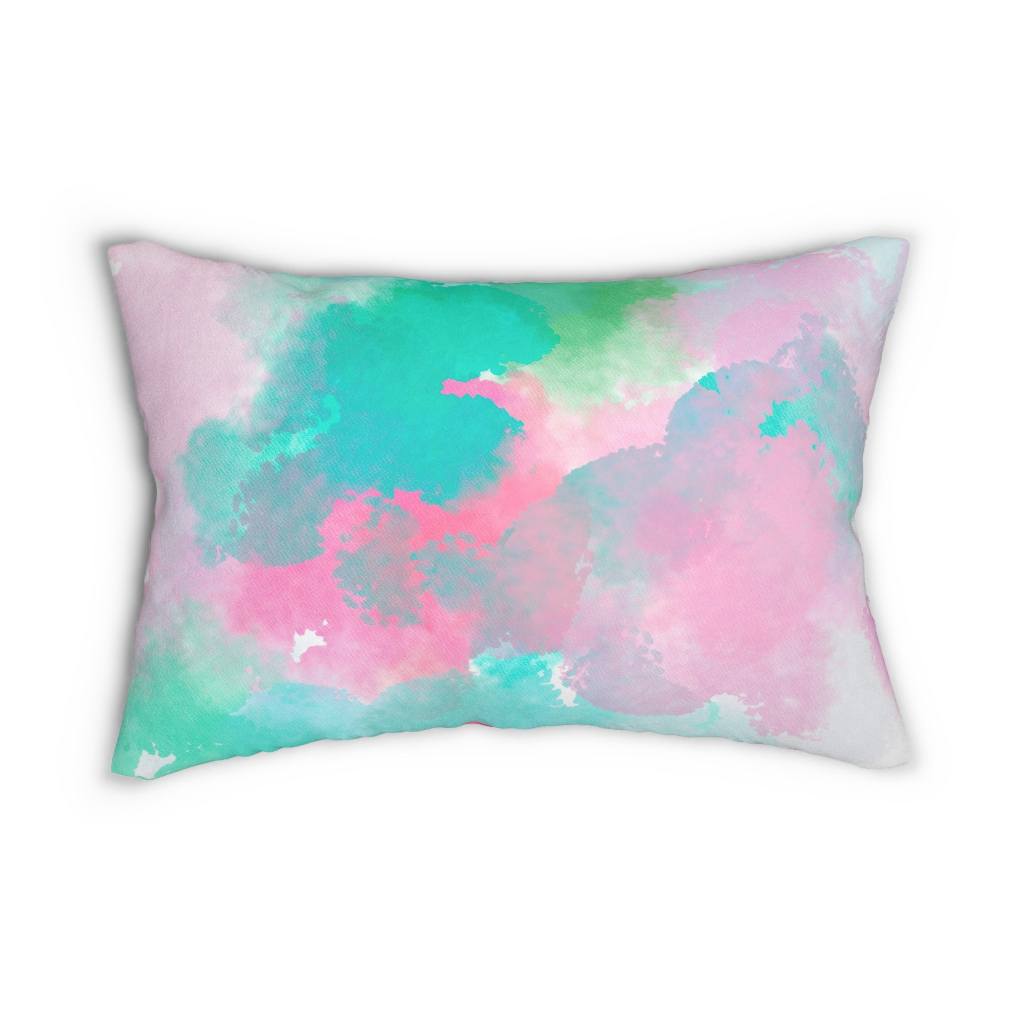 Colorful Paint Lumbar Pillow | Teal Turquoise Pink