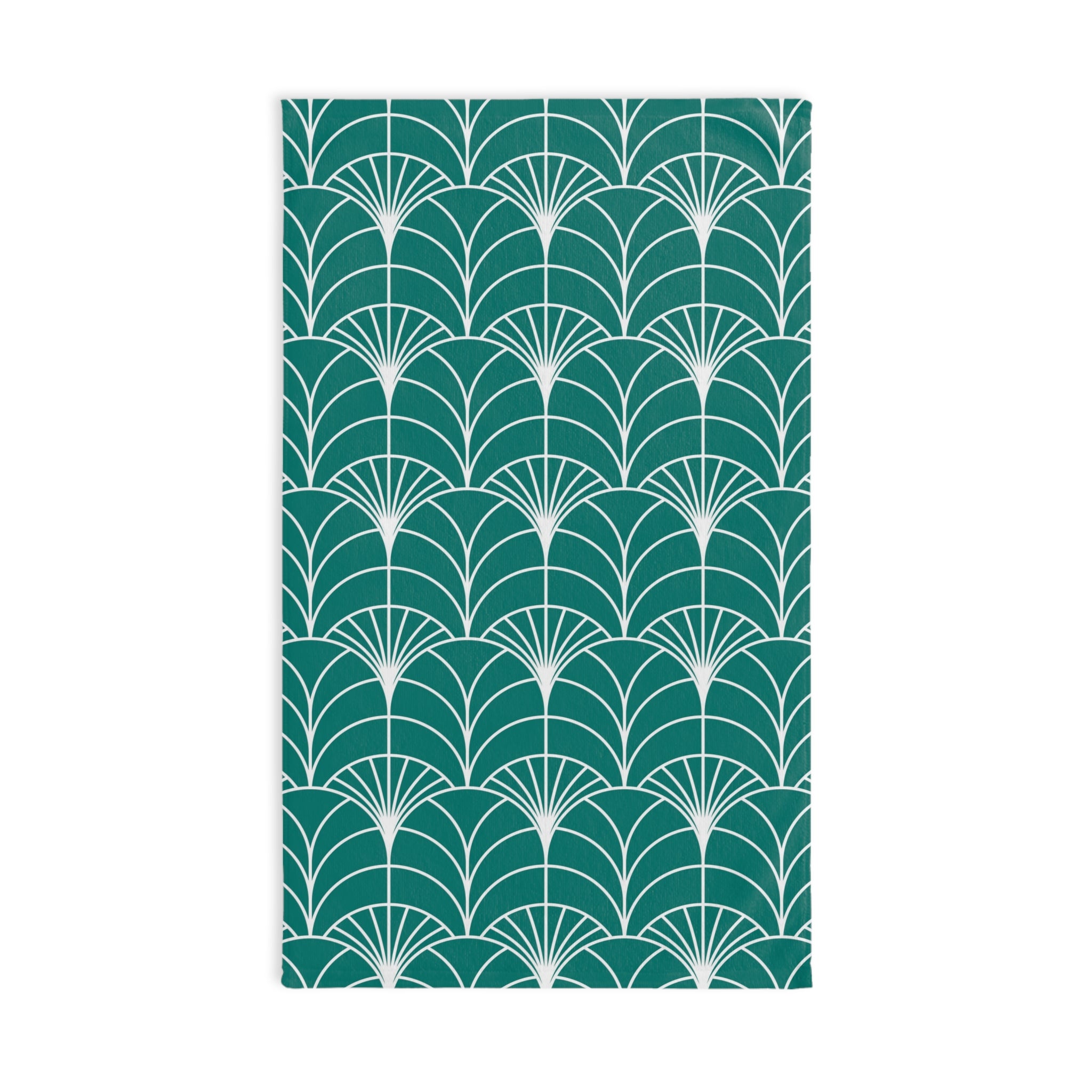 Boho Kitchen, Bath Hand Towel | Art Deco Sea Green White