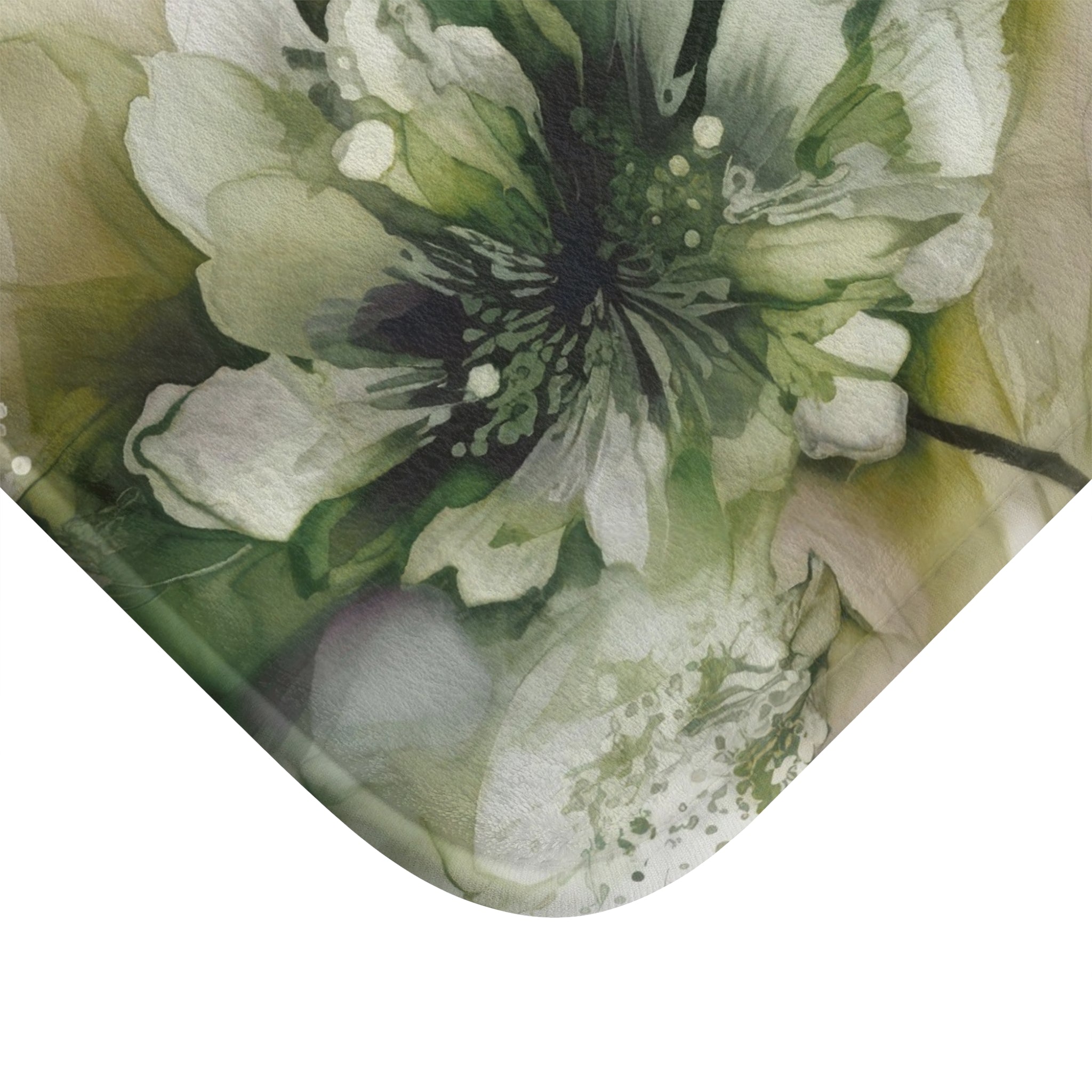 Boho Floral Bath Mat | Sage Green, Alcohol Ink Kitchen Mat