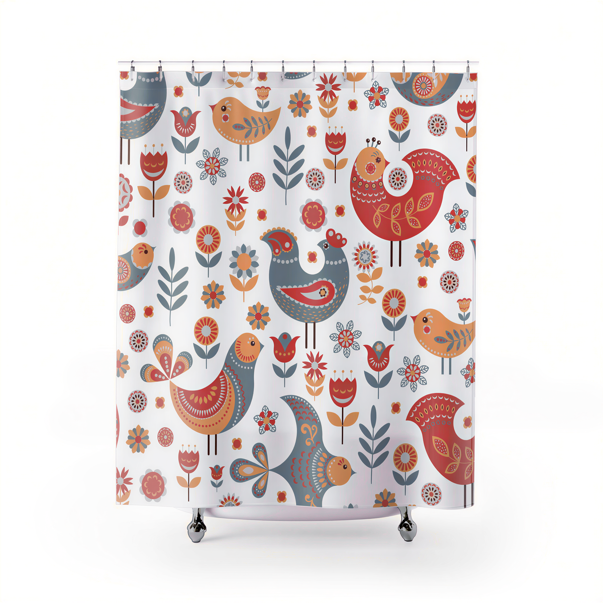 modern boho fabric shower curtain