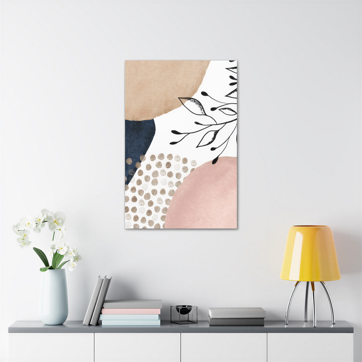 Abstract Wall Canvas Print Hygge Blush Pink in a modern home interior