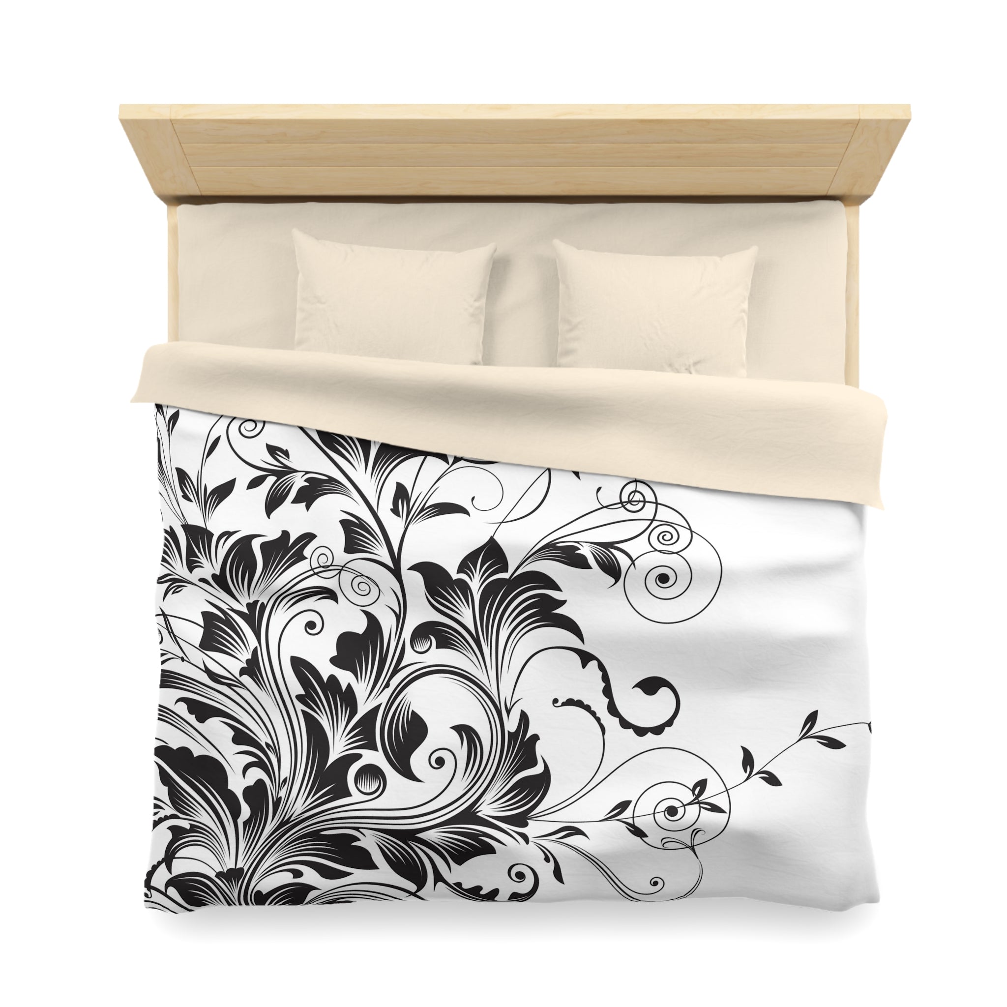 Black White Floral Duvet Cover | Minimalist Blanket Cover | Bedding Sets