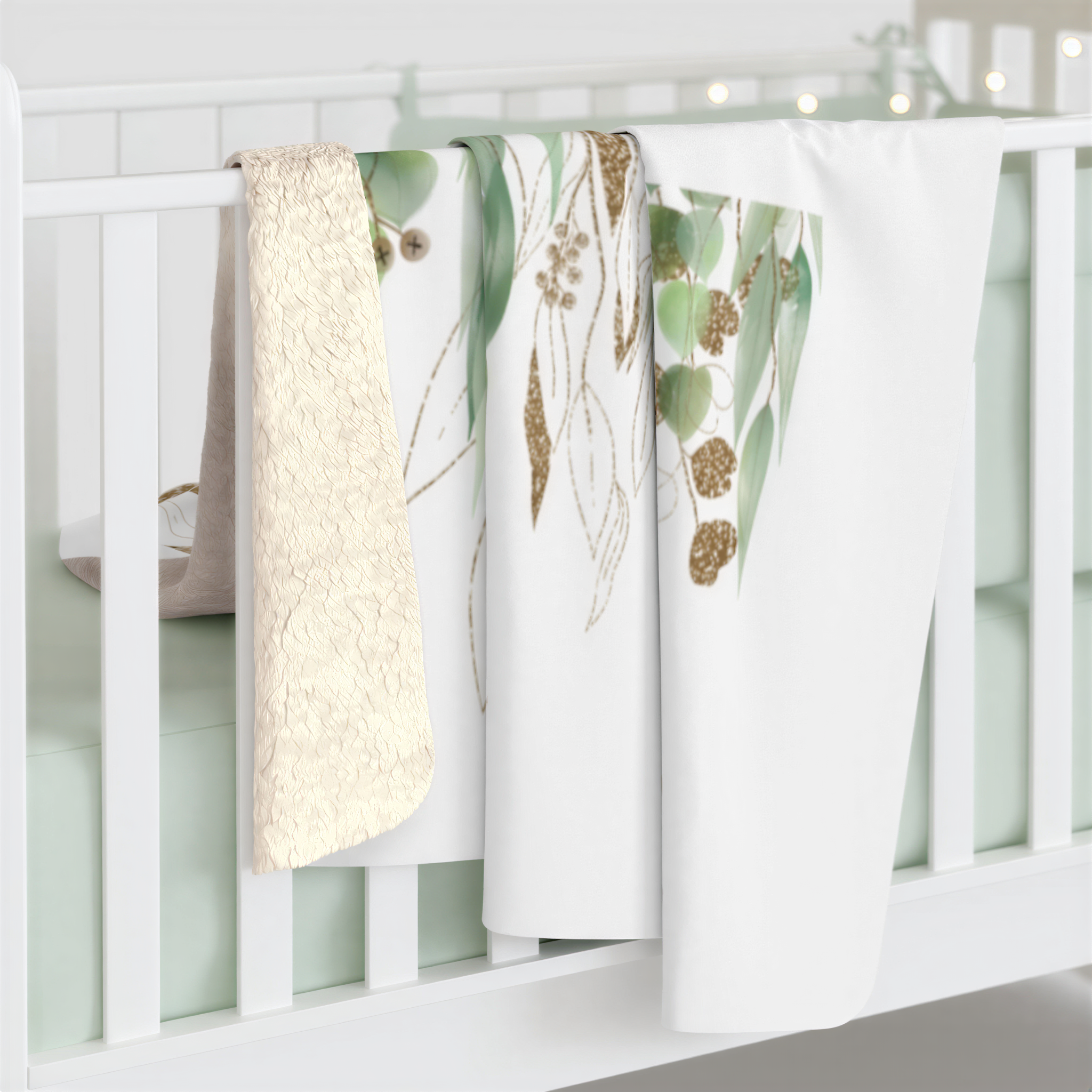 Rae Dunn Inspired RELAX Eucalyptus Leaves Blanket in a modern living room