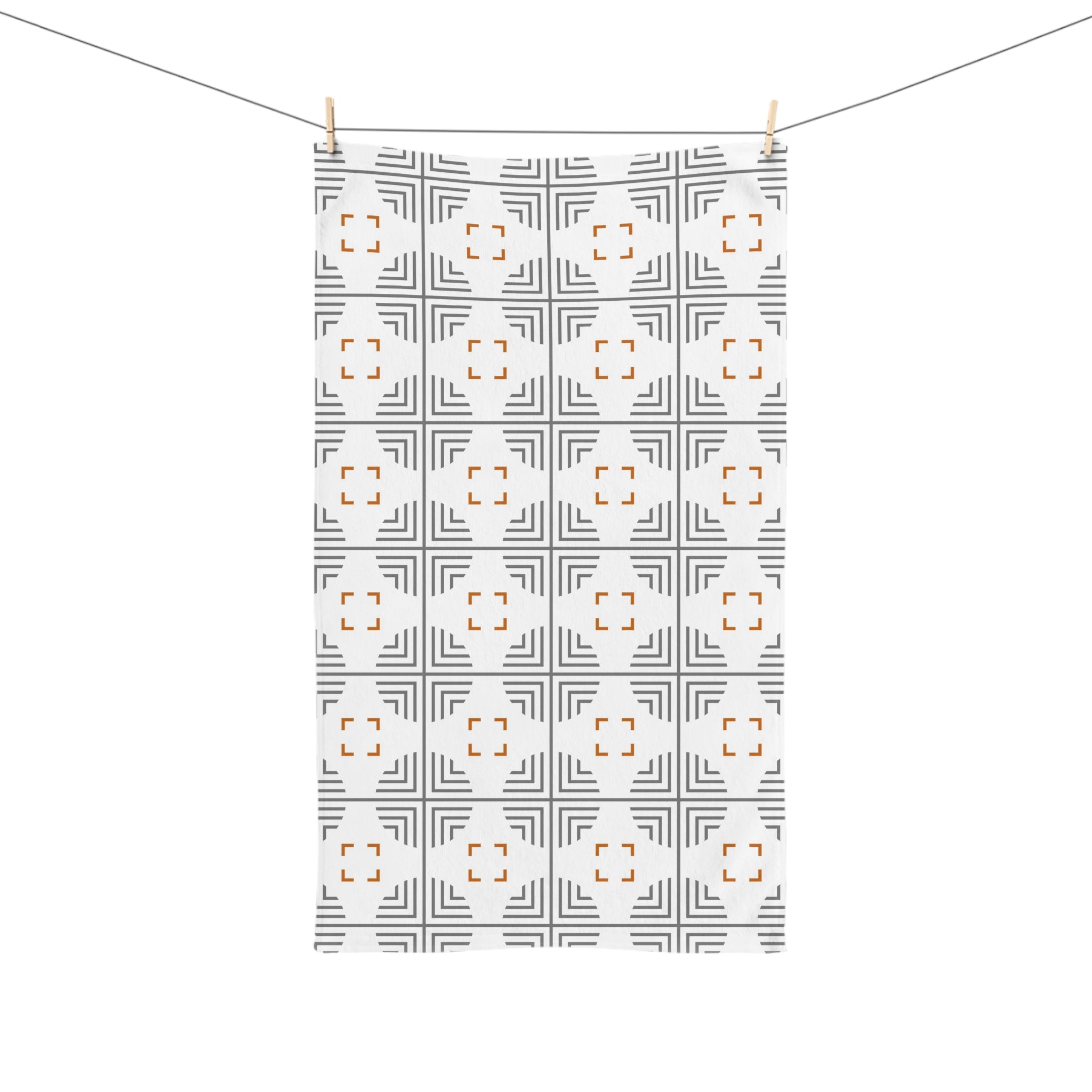 Kitchen, Bath Hand Towel | Retro grey, white, asian art