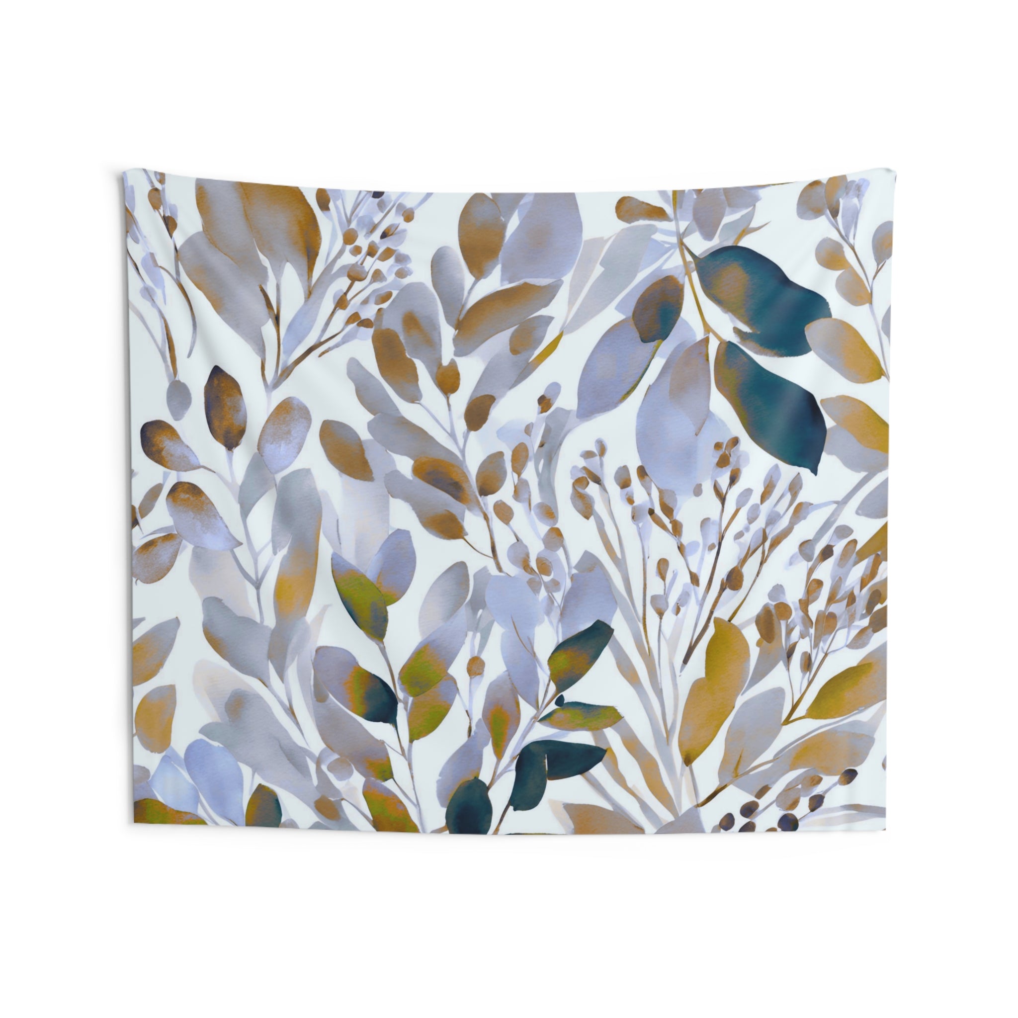 Abstract Wall Hanging Fabric Tapestry; Blue Yellow Watercolor