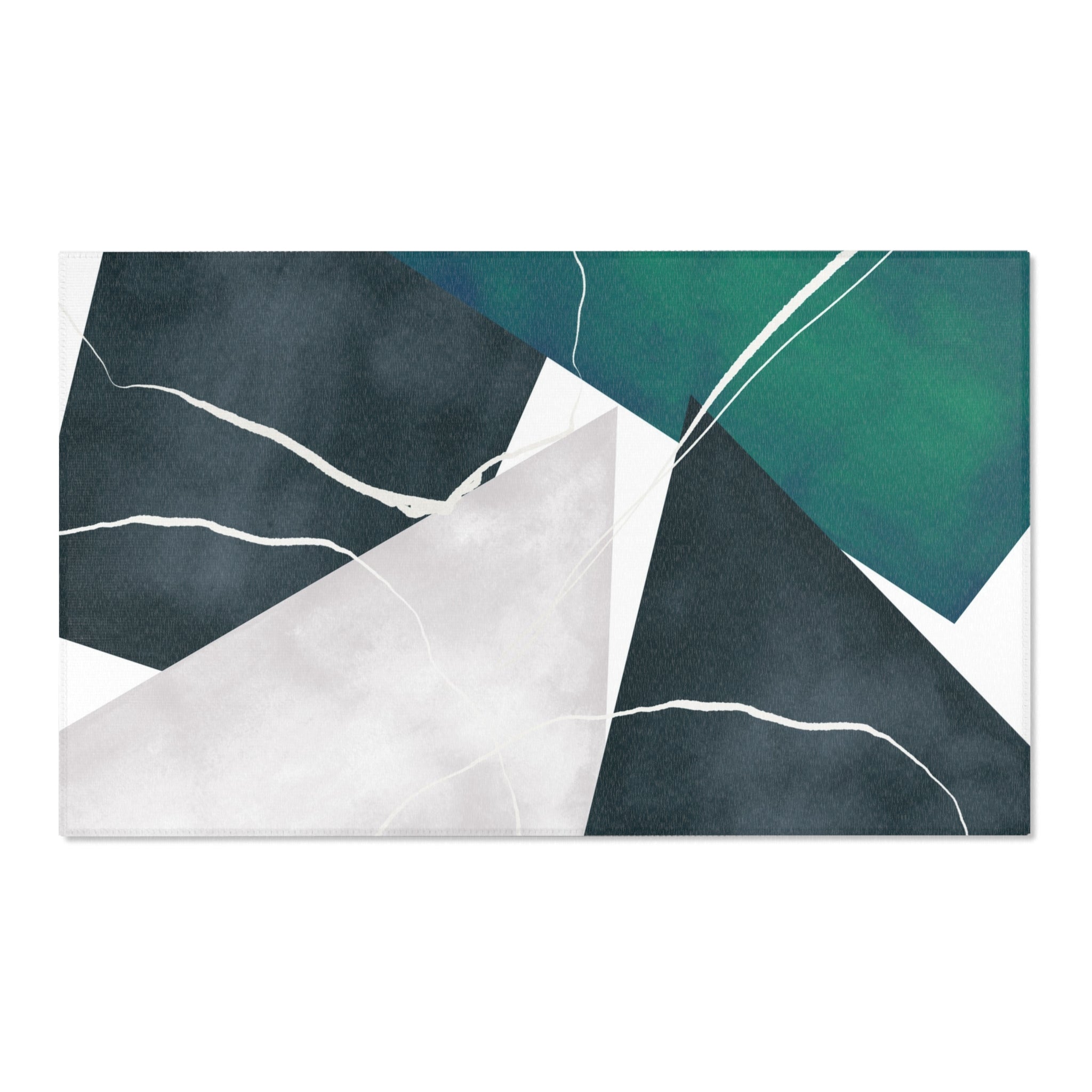 Abstract Boho Area Rug | Dark Grey Green, White