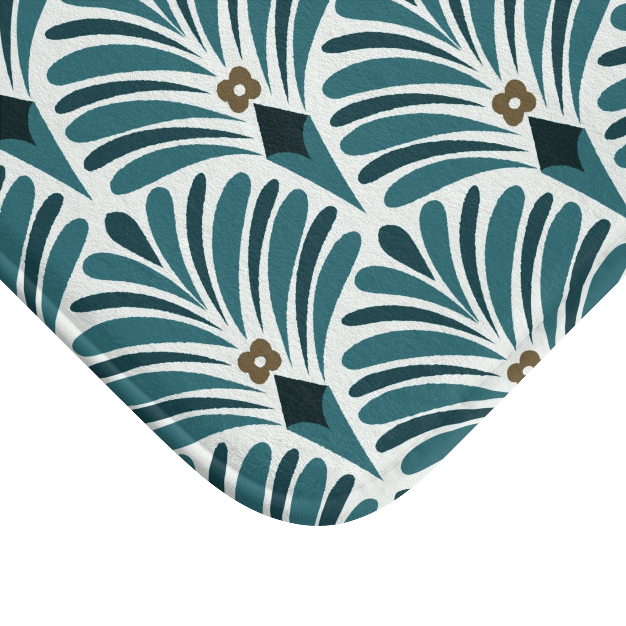 Boho Bath, Kitchen Mat |  Art Deco Nouveau Teal Green