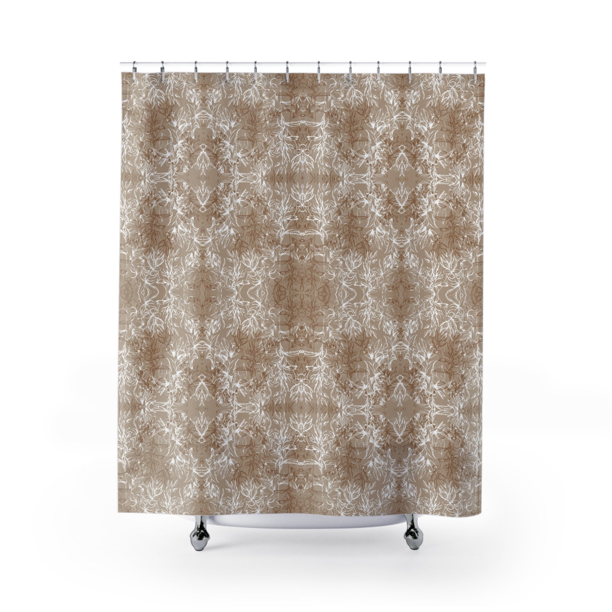 Beige Vintage Shower Curtain | Grandmillenial Pattern