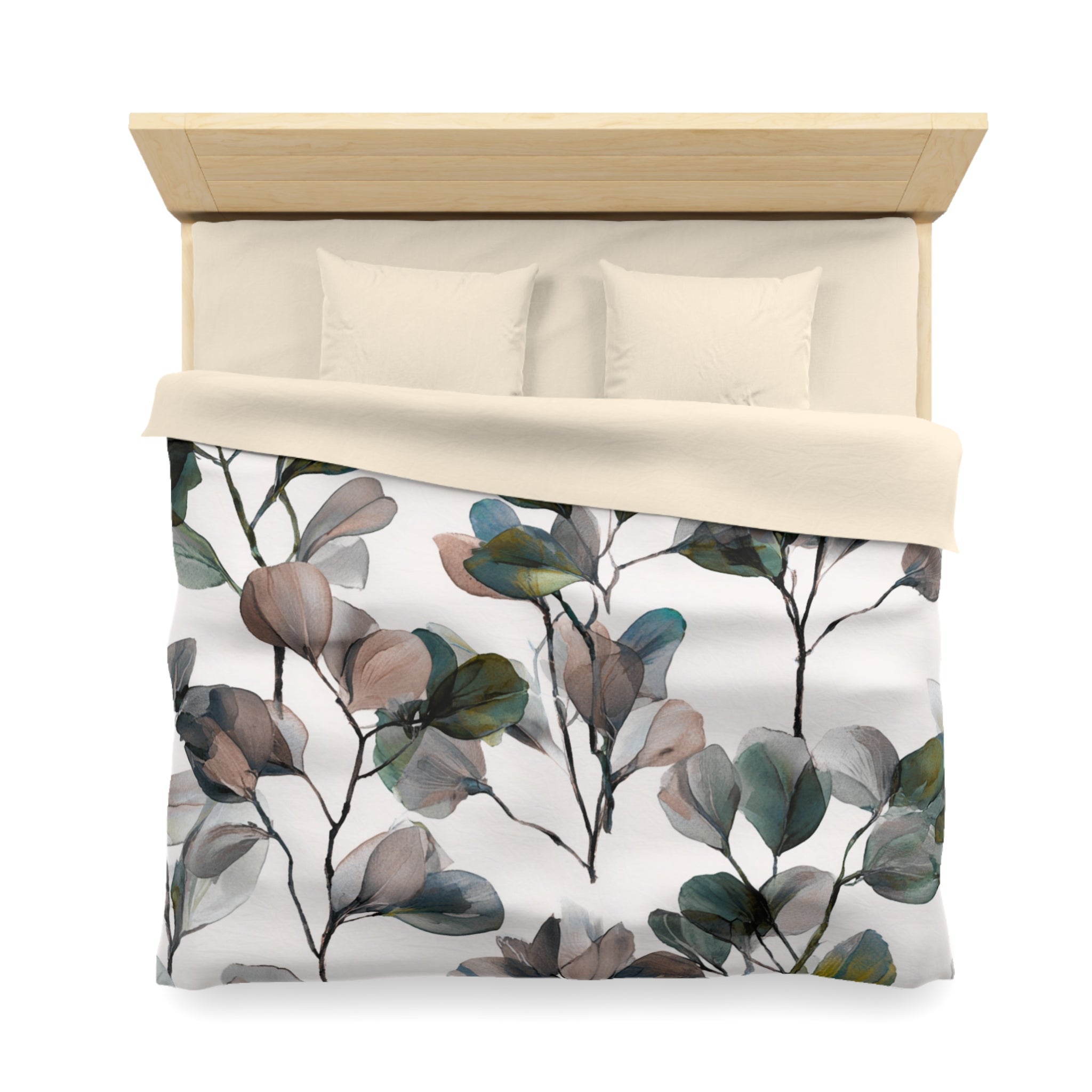 Floral Duvet, Pillow Cover | White Green Bedroom Decor