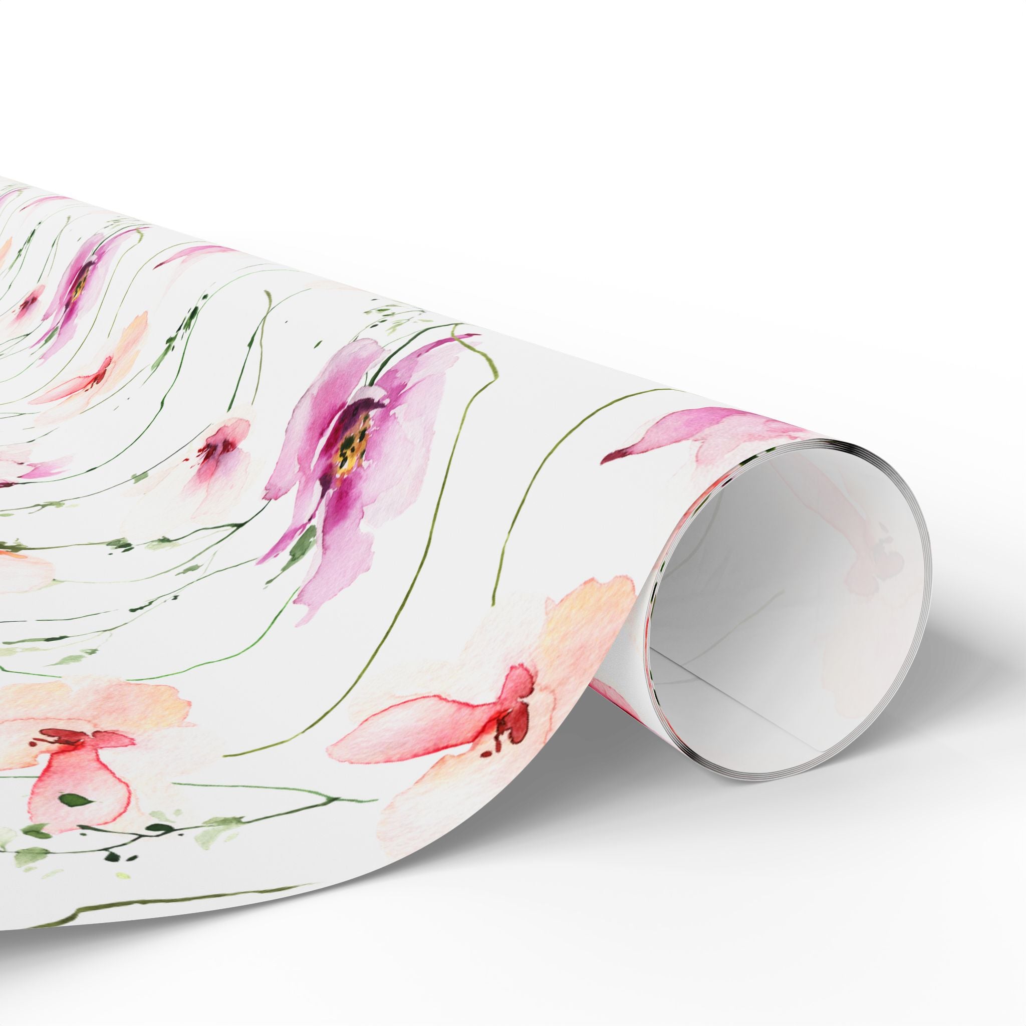 Gift Wrapping Paper | Pink White Floral Wrap for the Holidays, Birthdays