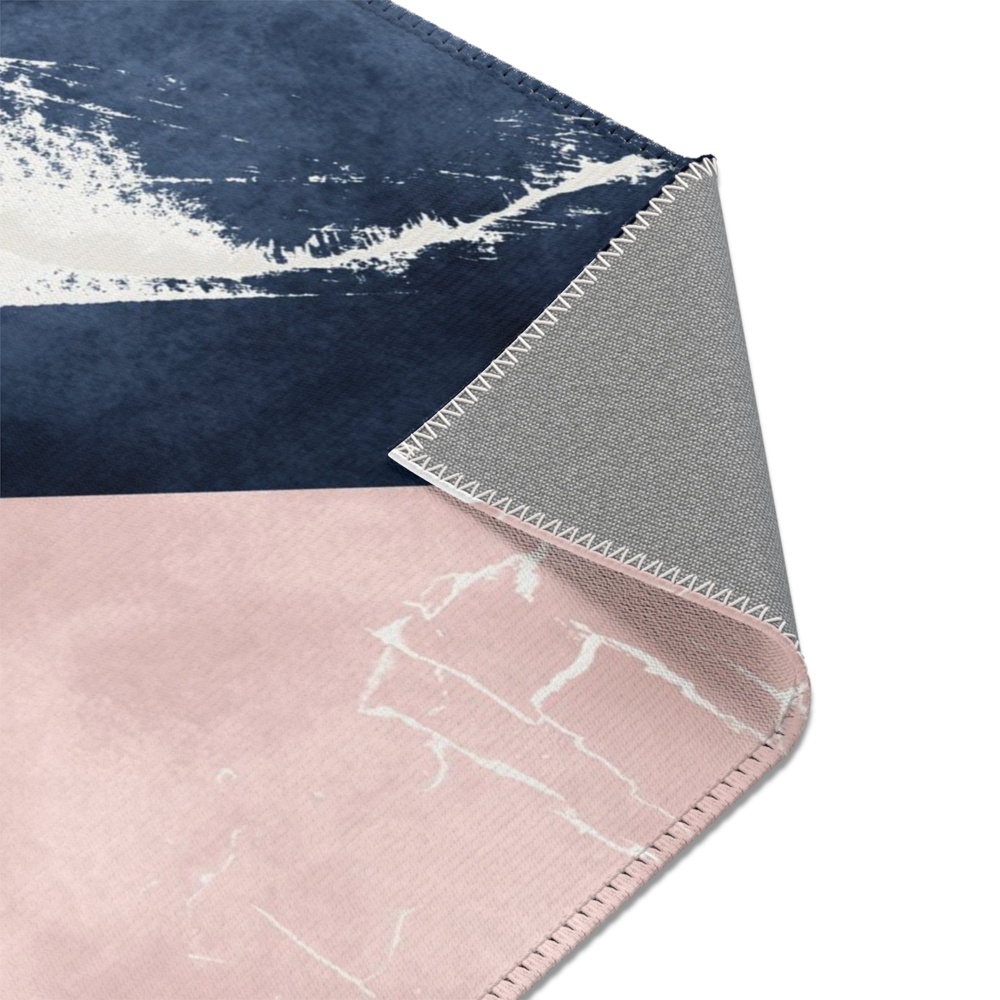 Abstract Boho Area Rug | Navy Blue, Dusty Pink, Burnt Orange