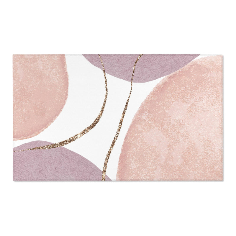 Abstract Boho Rectangle Area Rug | Modern Blush Pink, Lavender Purple