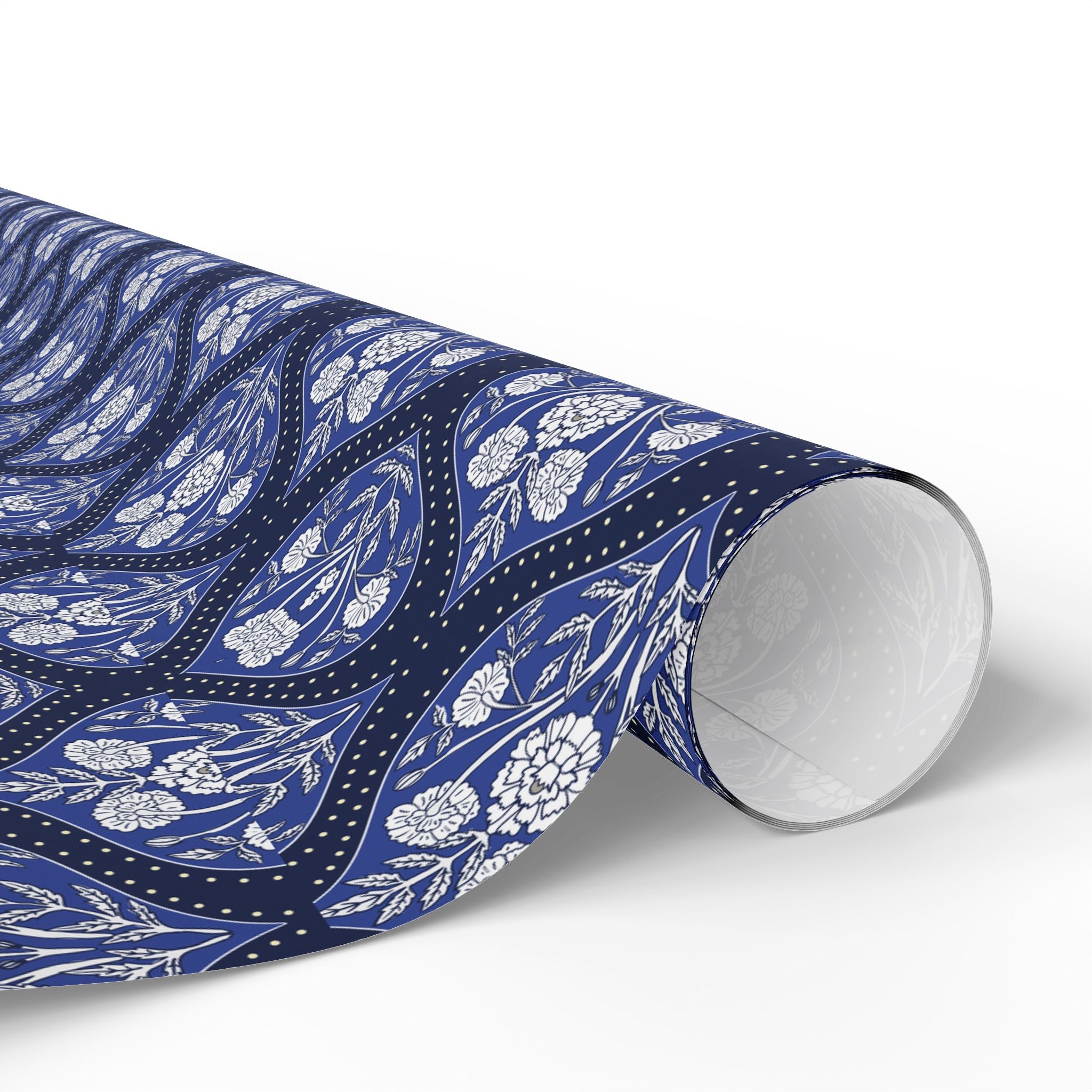 Elegant Wrapping Paper | Vintage Blue White Floral Gift Wrap for the Holidays, Birthdays