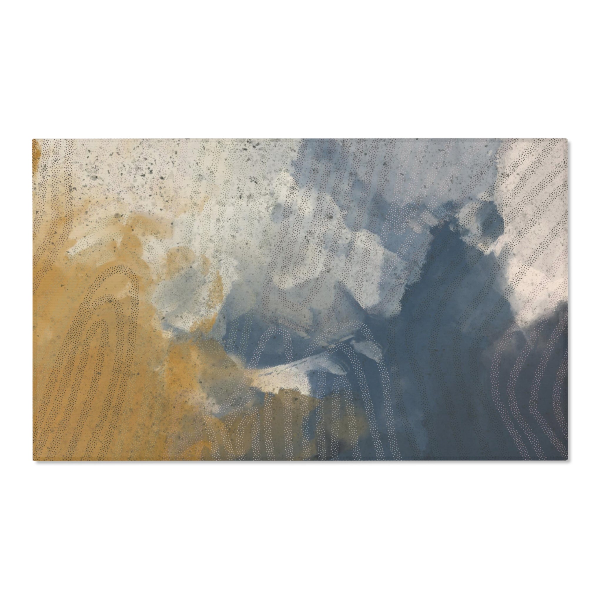 Abstract Area Rug | Mustard Navy Blue Ombre Watercolor