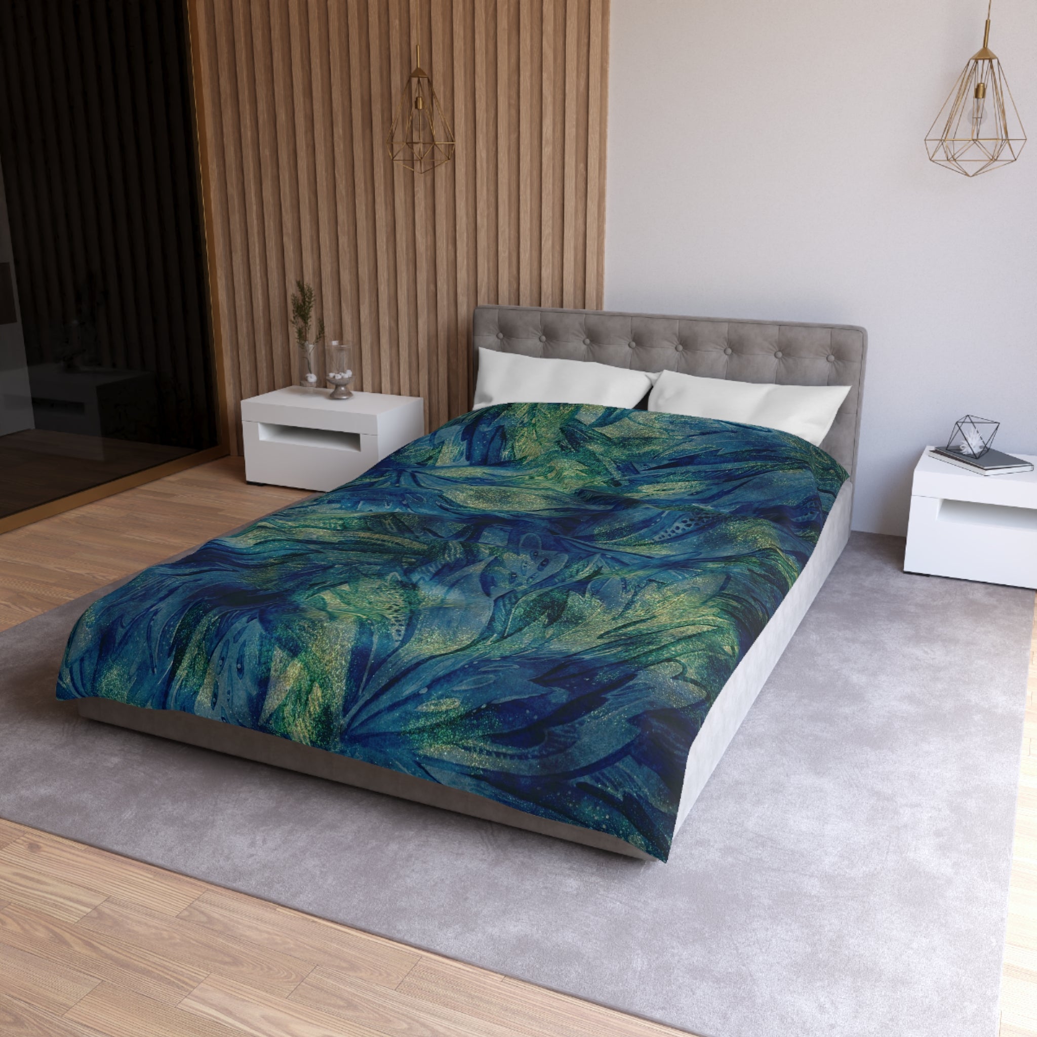 Abstract Duvet, Pillow Cover Set | Blue Green Bedroom Set