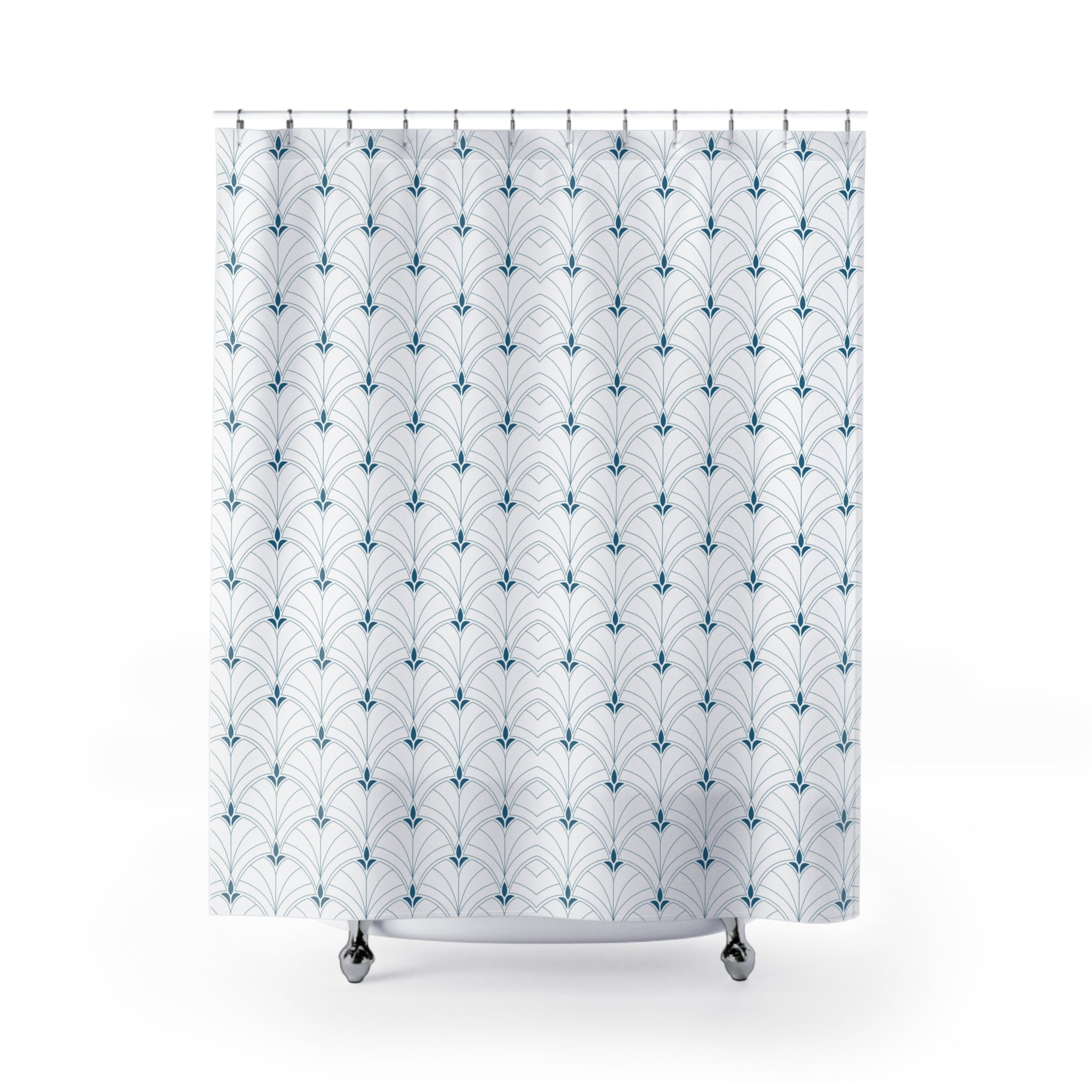 Art Deco Shower Curtain | Blue white, Art Nouveau