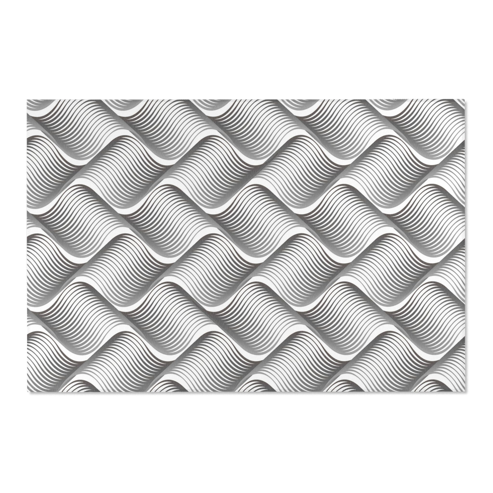 Abstract Area Rug | Grey White Pattern Rug