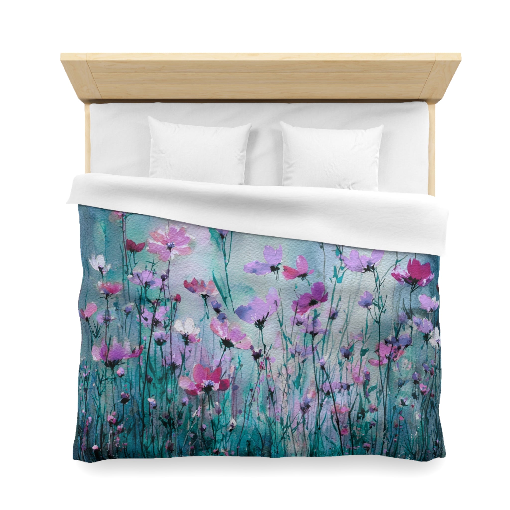 Floral Duvet, Pillow Cover | Teal Blue Bedroom Decor