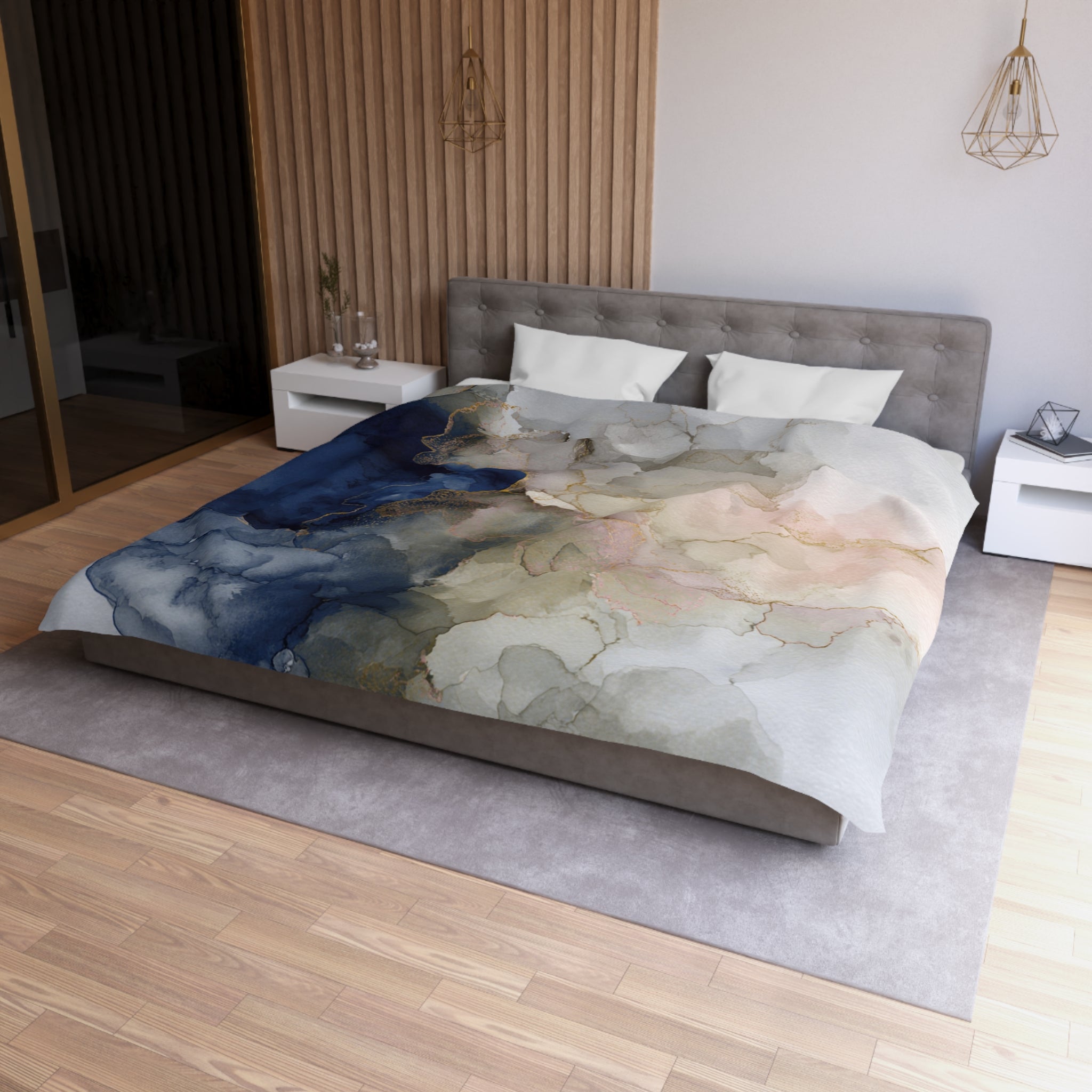 Ombre Duvet, Pillow Cover | Navy Beige Bedroom Decor