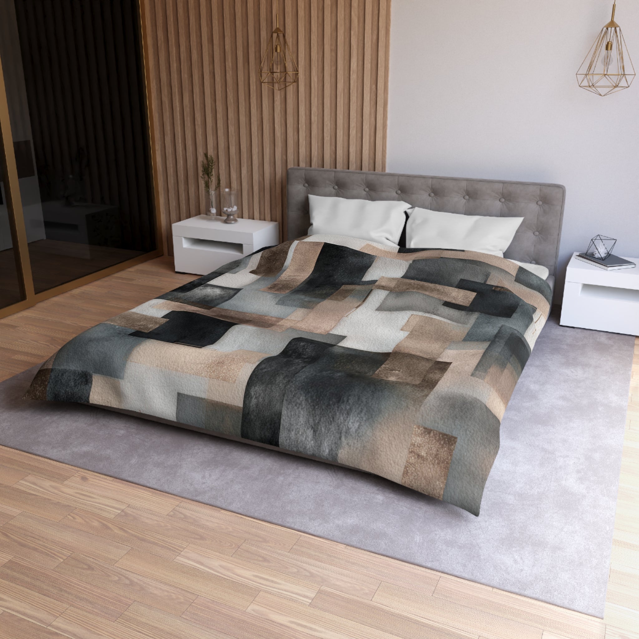 Geometric Duvet, Pillow Cover Set | Earthy Watercolor, Bedroom Set