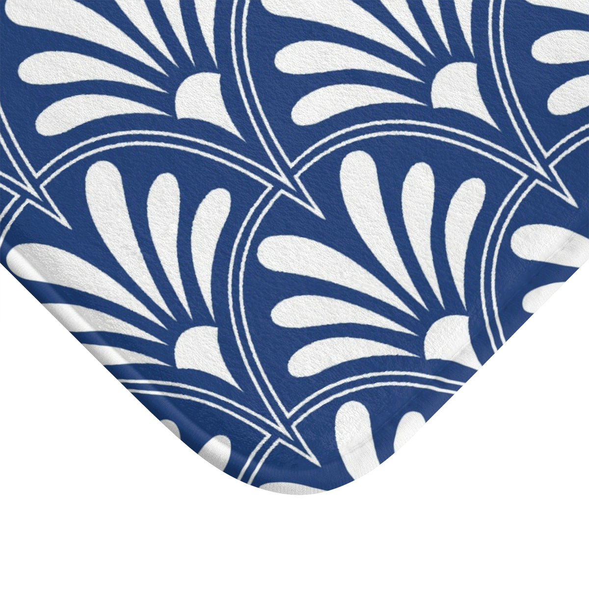 Cobalt Blue Deco Fan Bath Mat, Art Nouveau Bathroom Rug