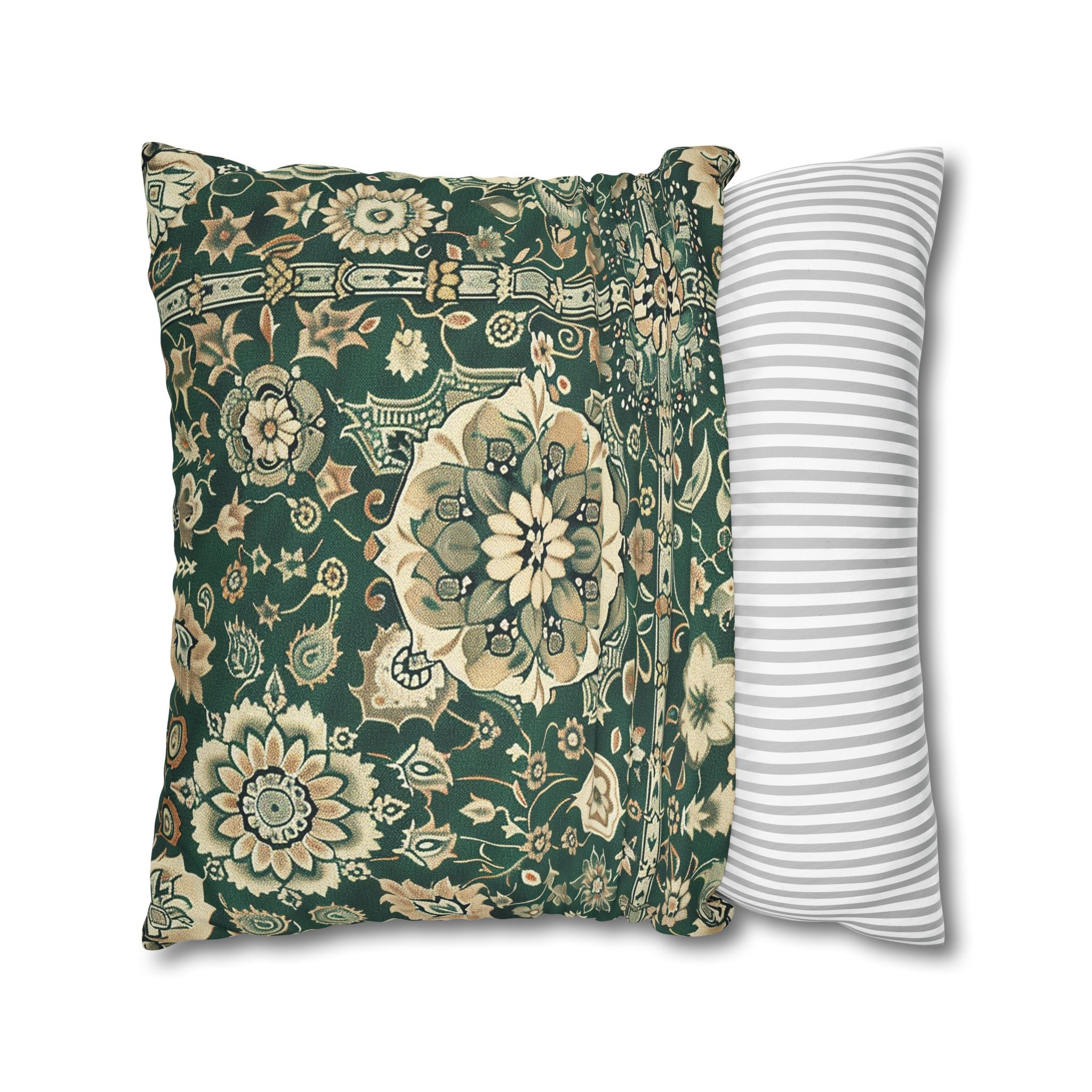 Vintage Mandala Pillow Cover | Art Nouveau Green Beige