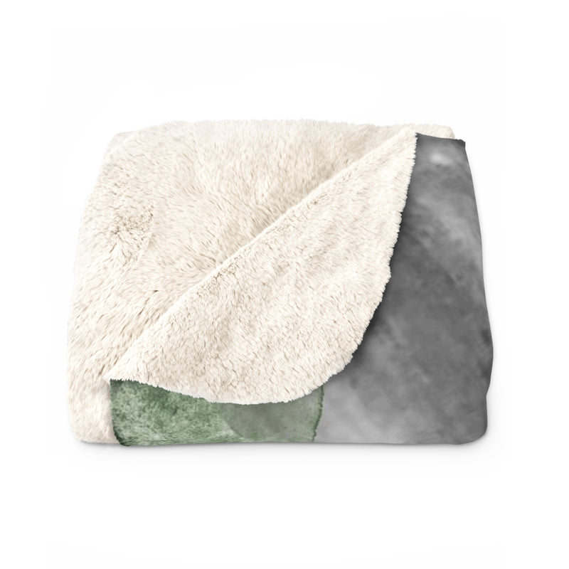 Abstract Comfy Blanket | Green White Gold Minimalist